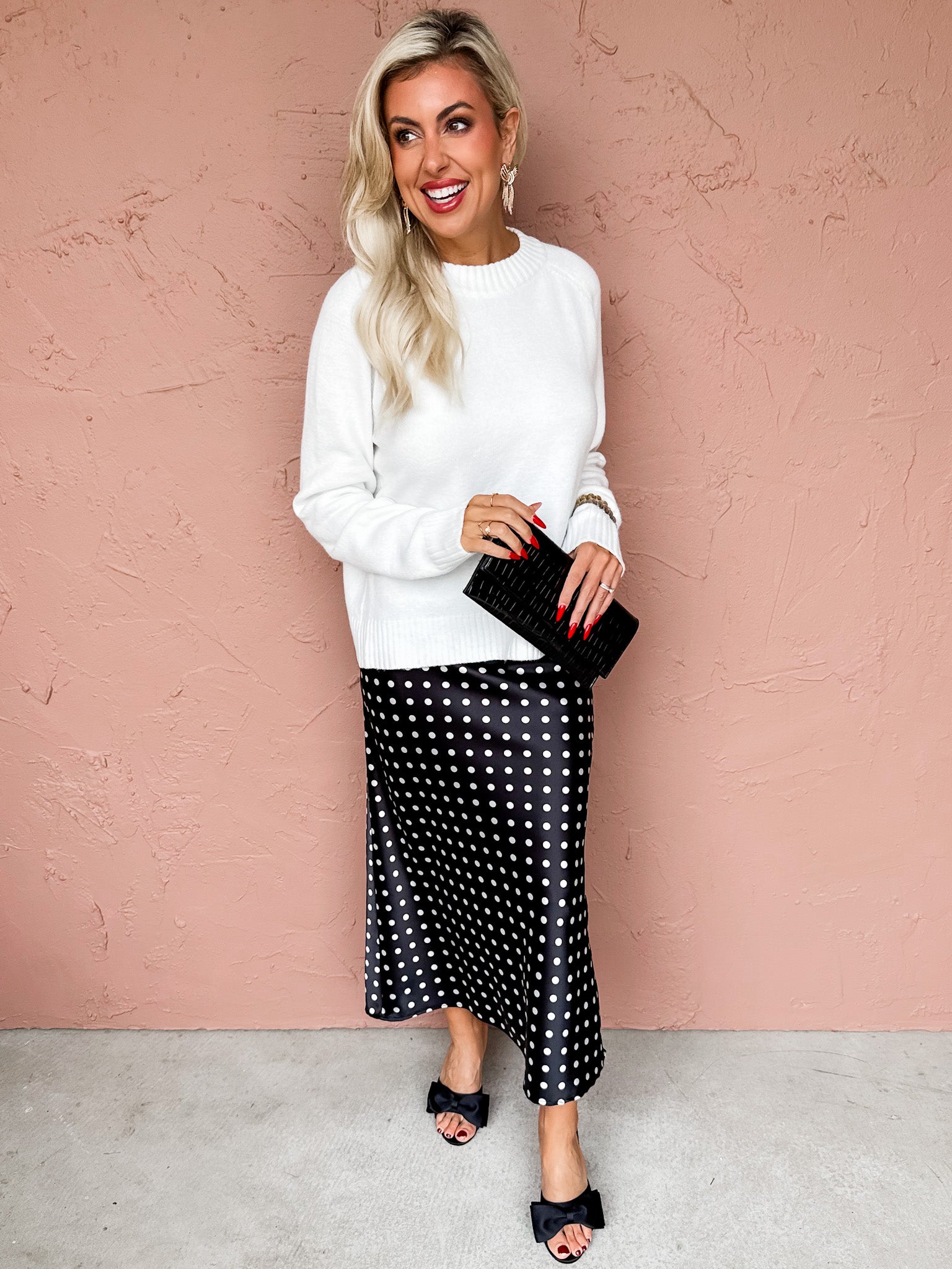 Aniston Slip Midi Skirt-Polka Dot
