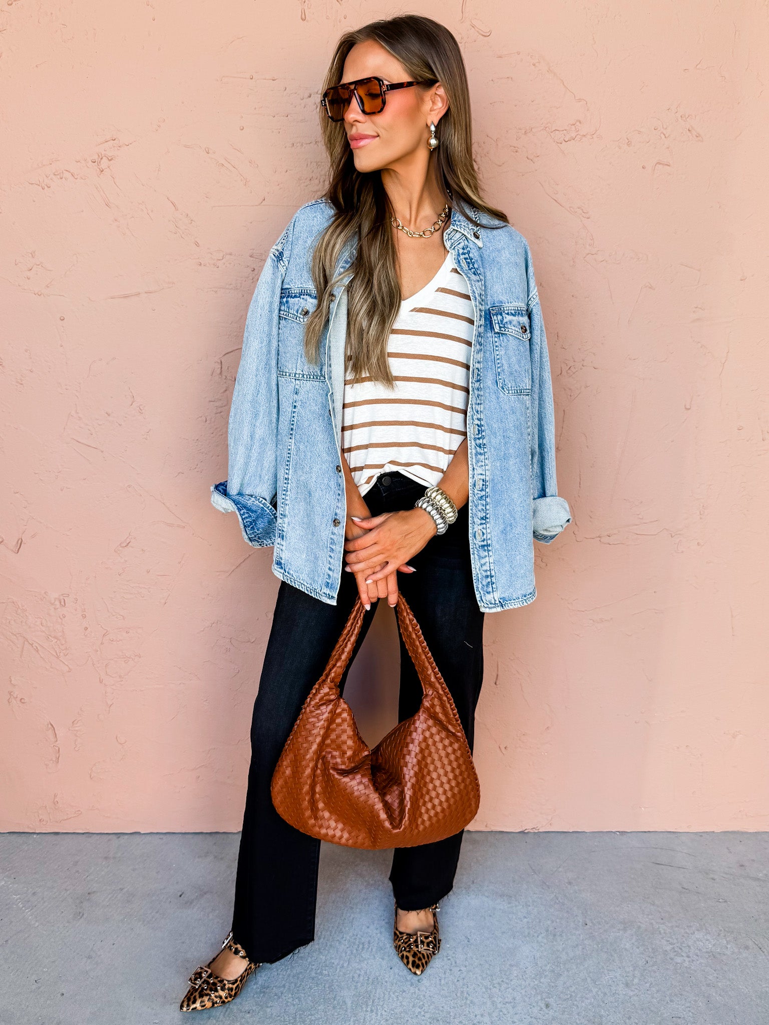In The Books Stripe V Neck Tee