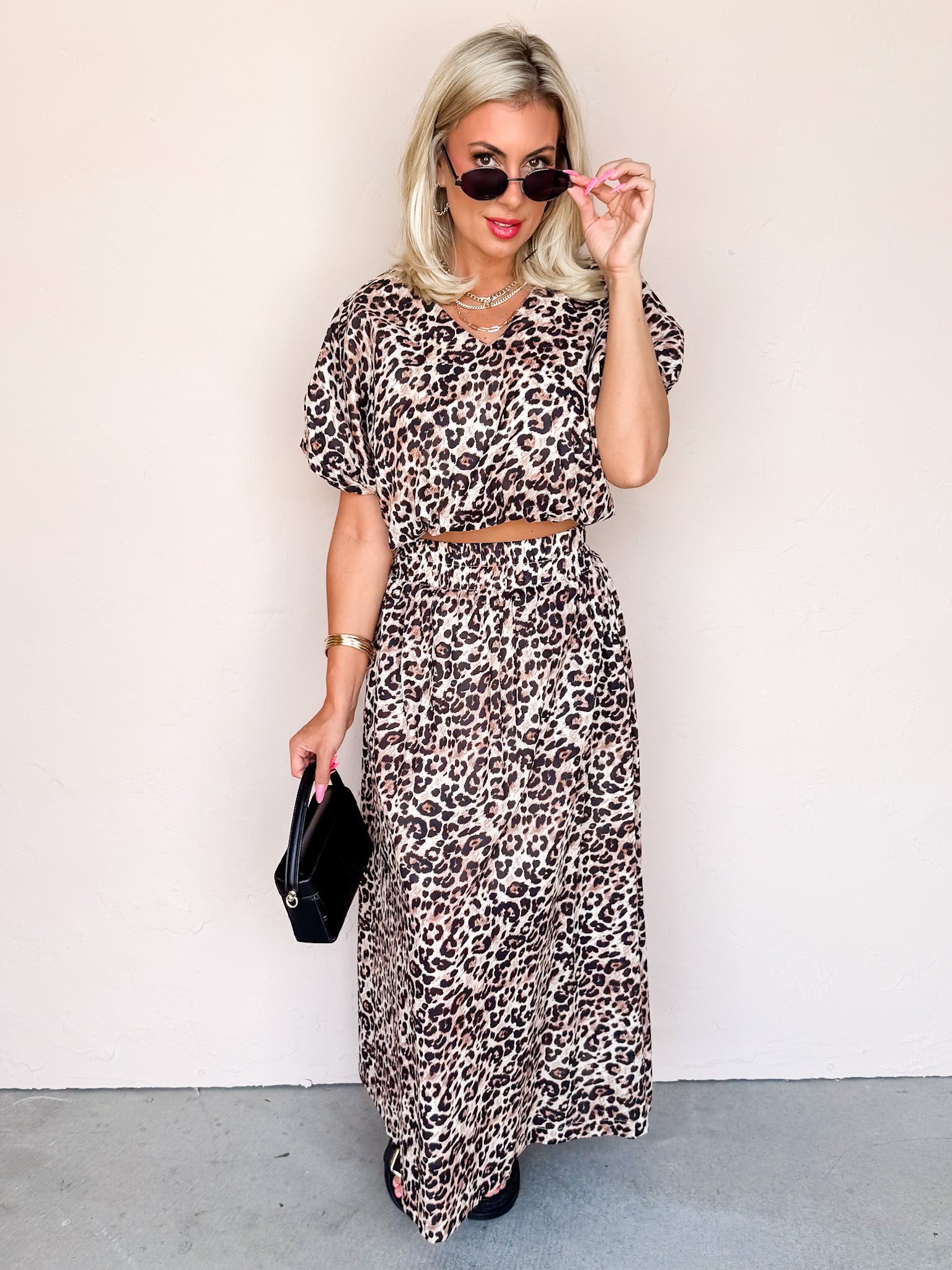 Into The Savanna Leopard Bubble Hem Top