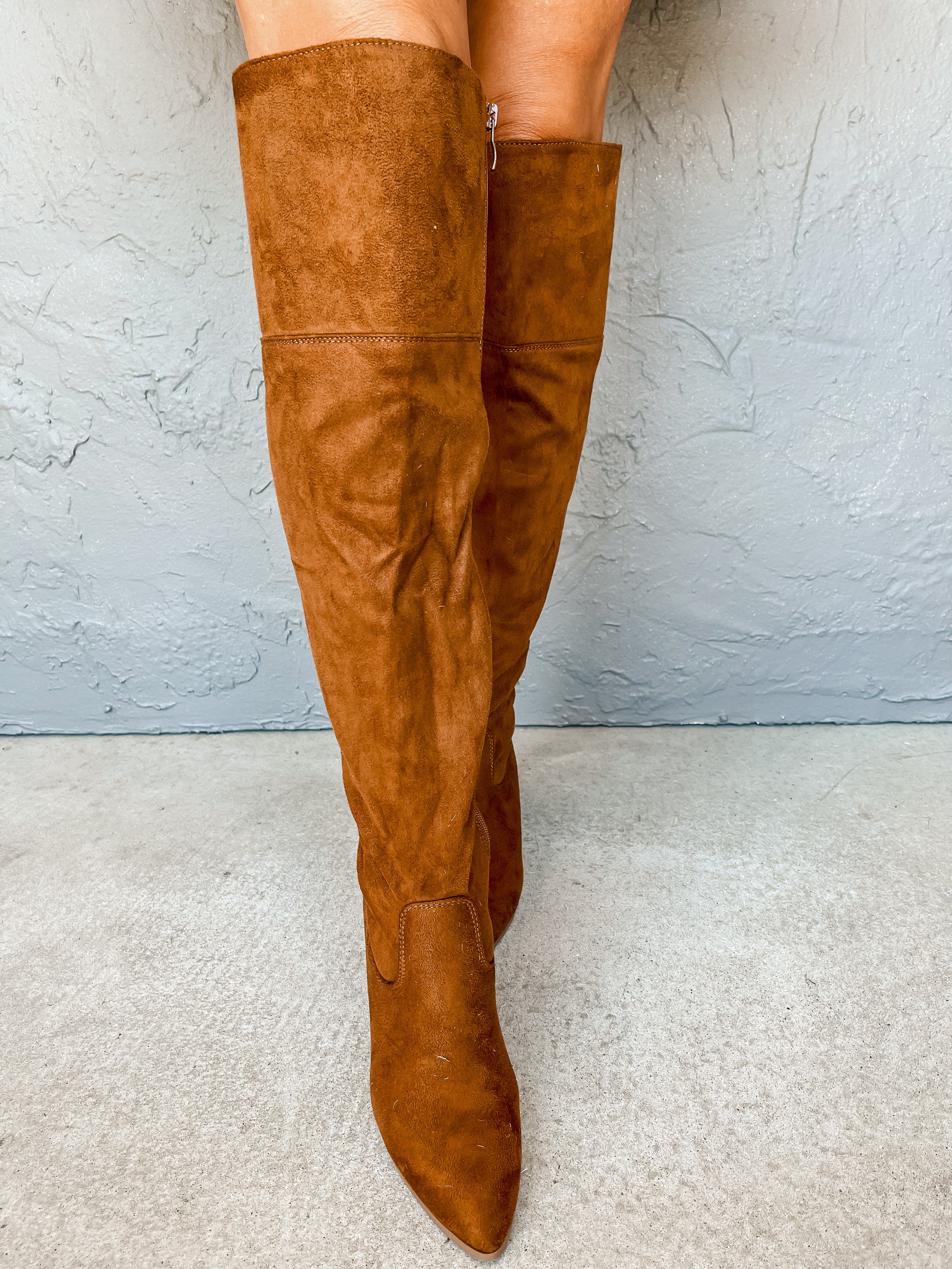 Iris Suede Tall Boots-Tan