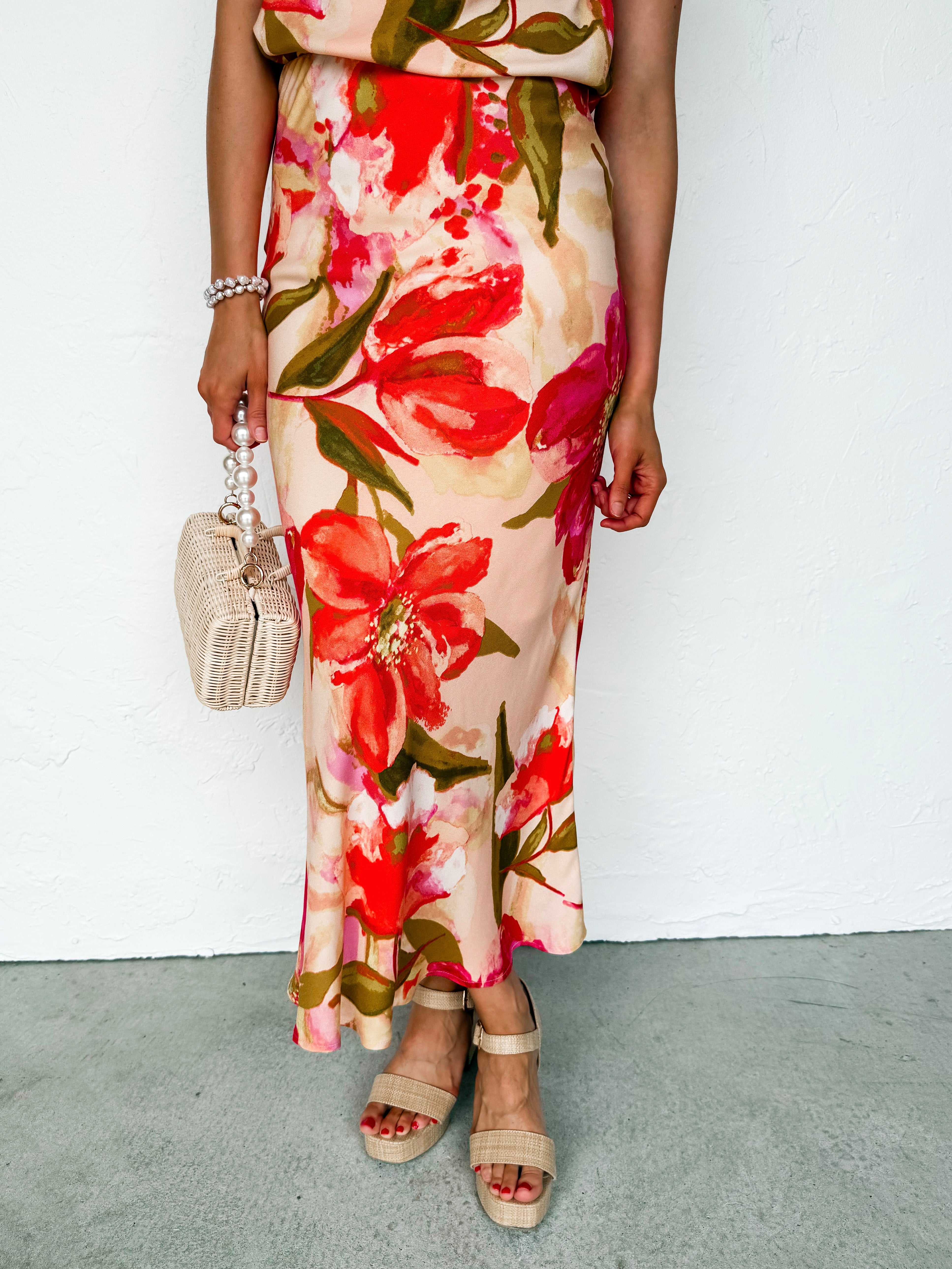 Isa Floral Midi Skirt