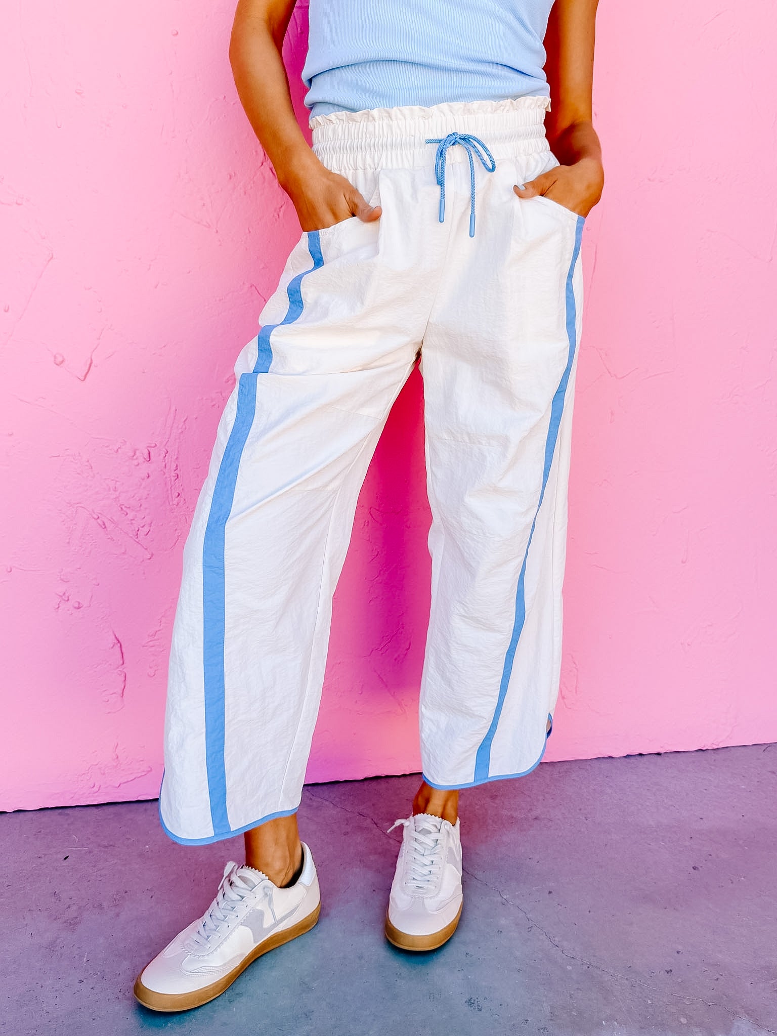 Jasmine Sporty Barrel Pants-Cream