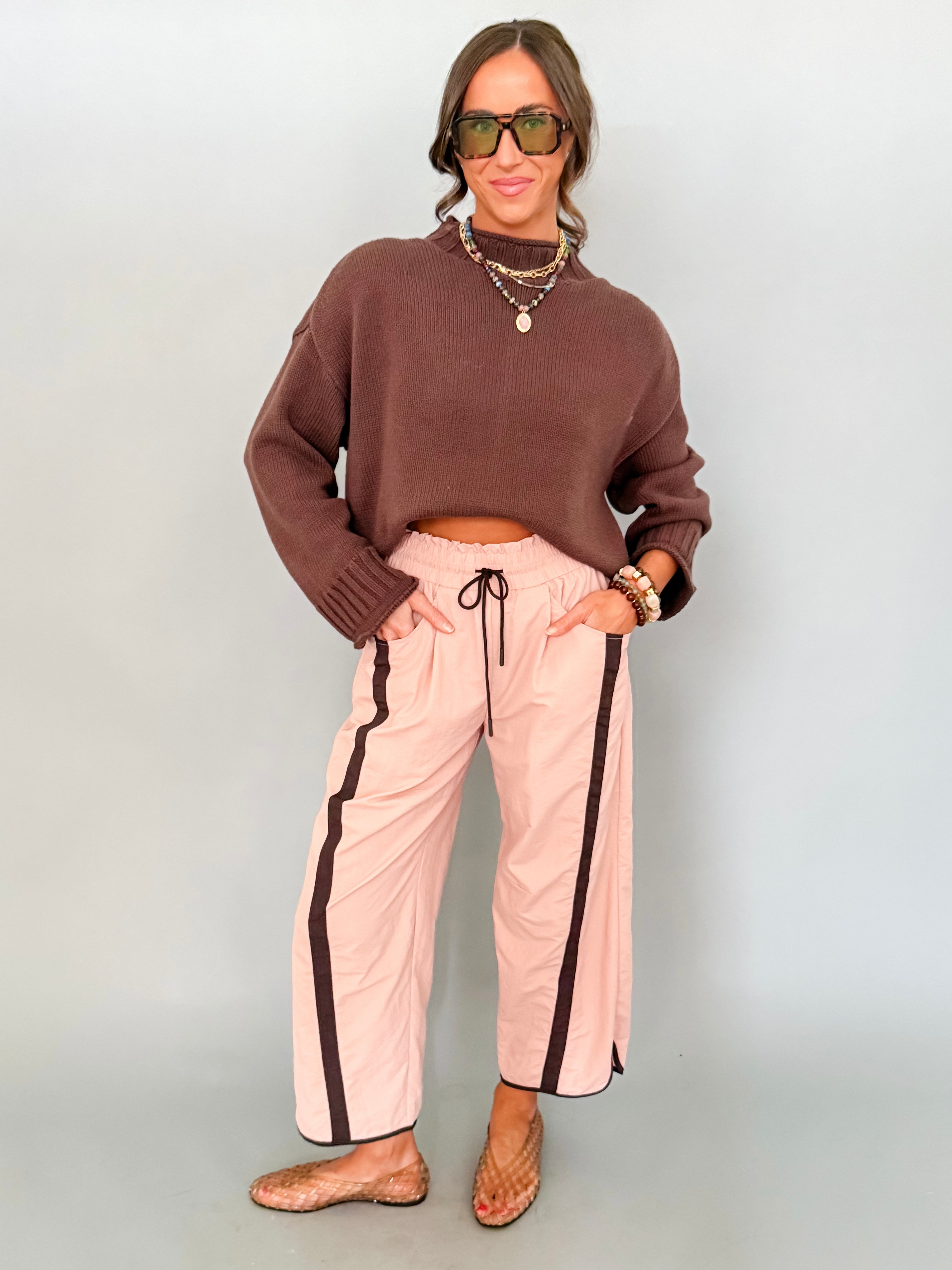 Jasmine Sporty Barrel Pants-Dusty Pink