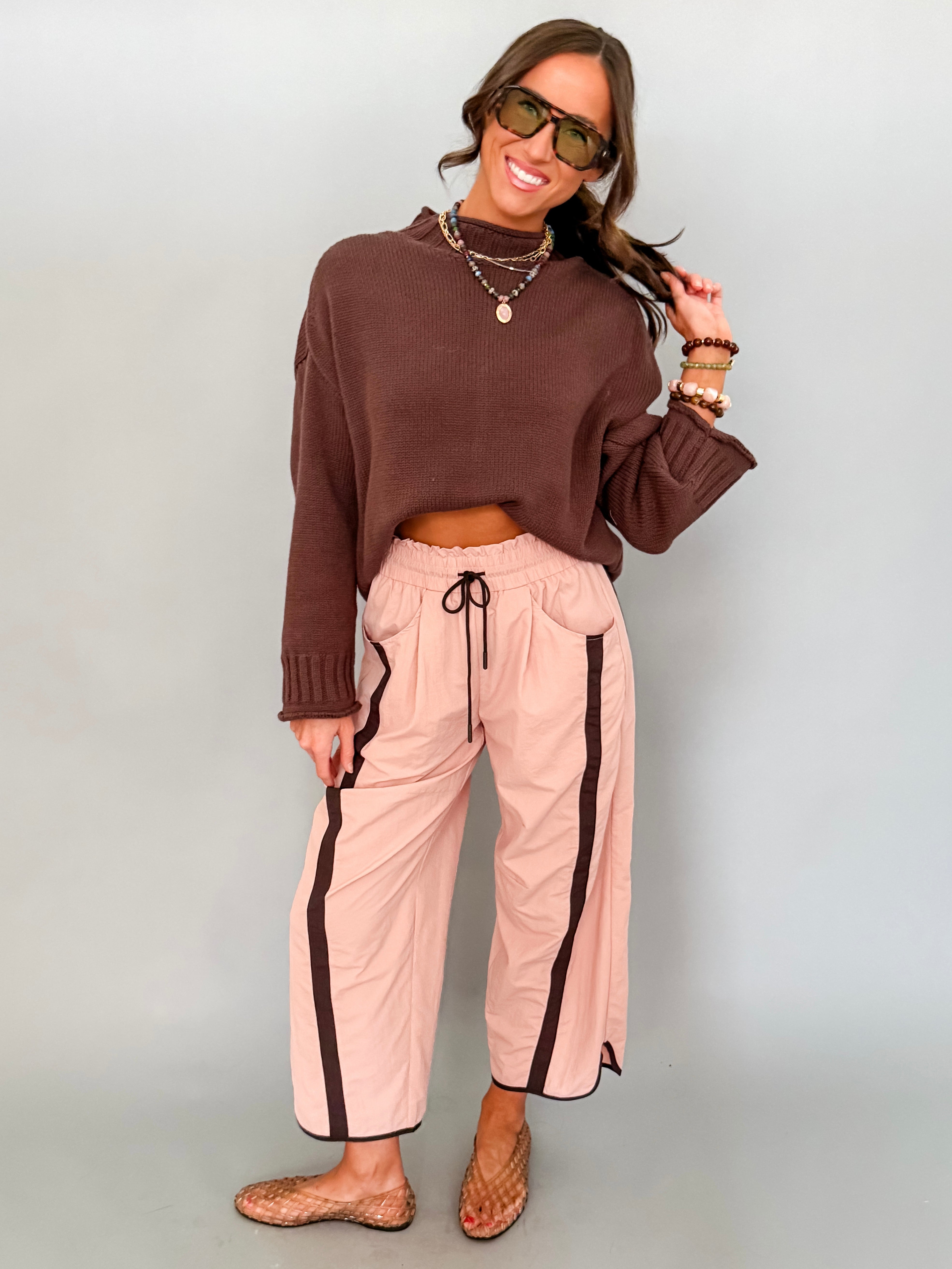 Jasmine Sporty Barrel Pants-Dusty Pink