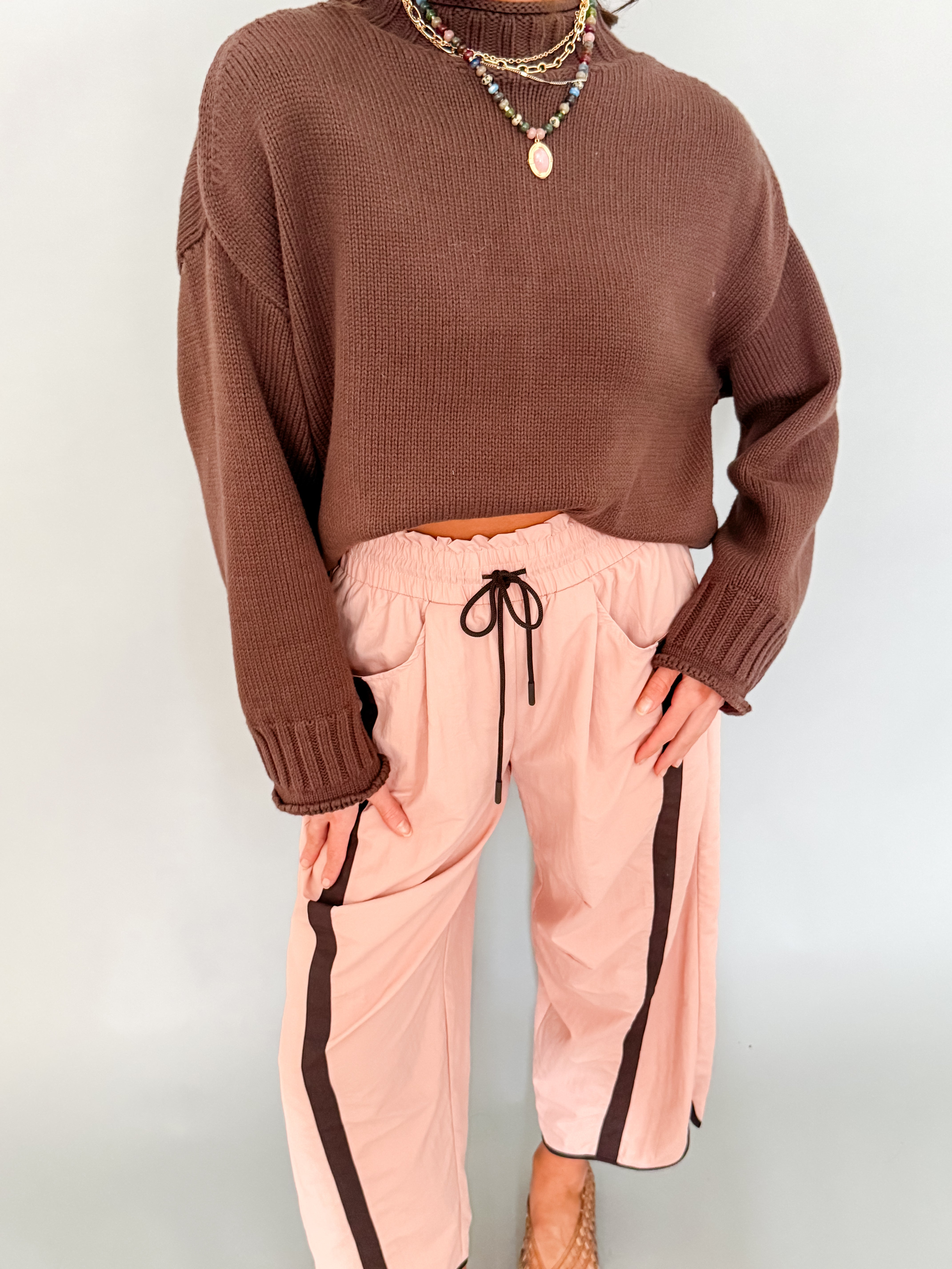 Jasmine Sporty Barrel Pants-Dusty Pink