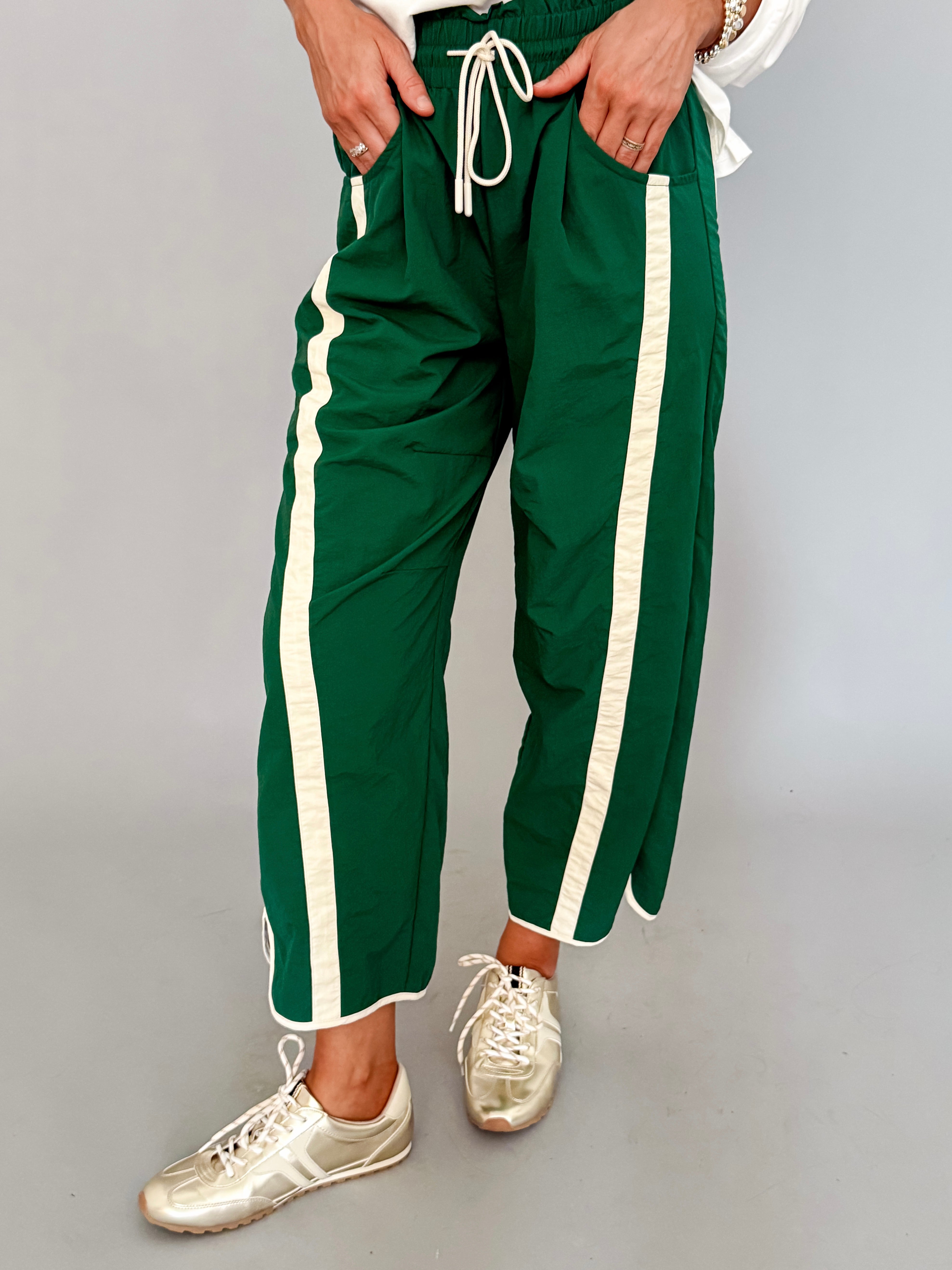 Jasmine Sporty Barrel Pants-Forest