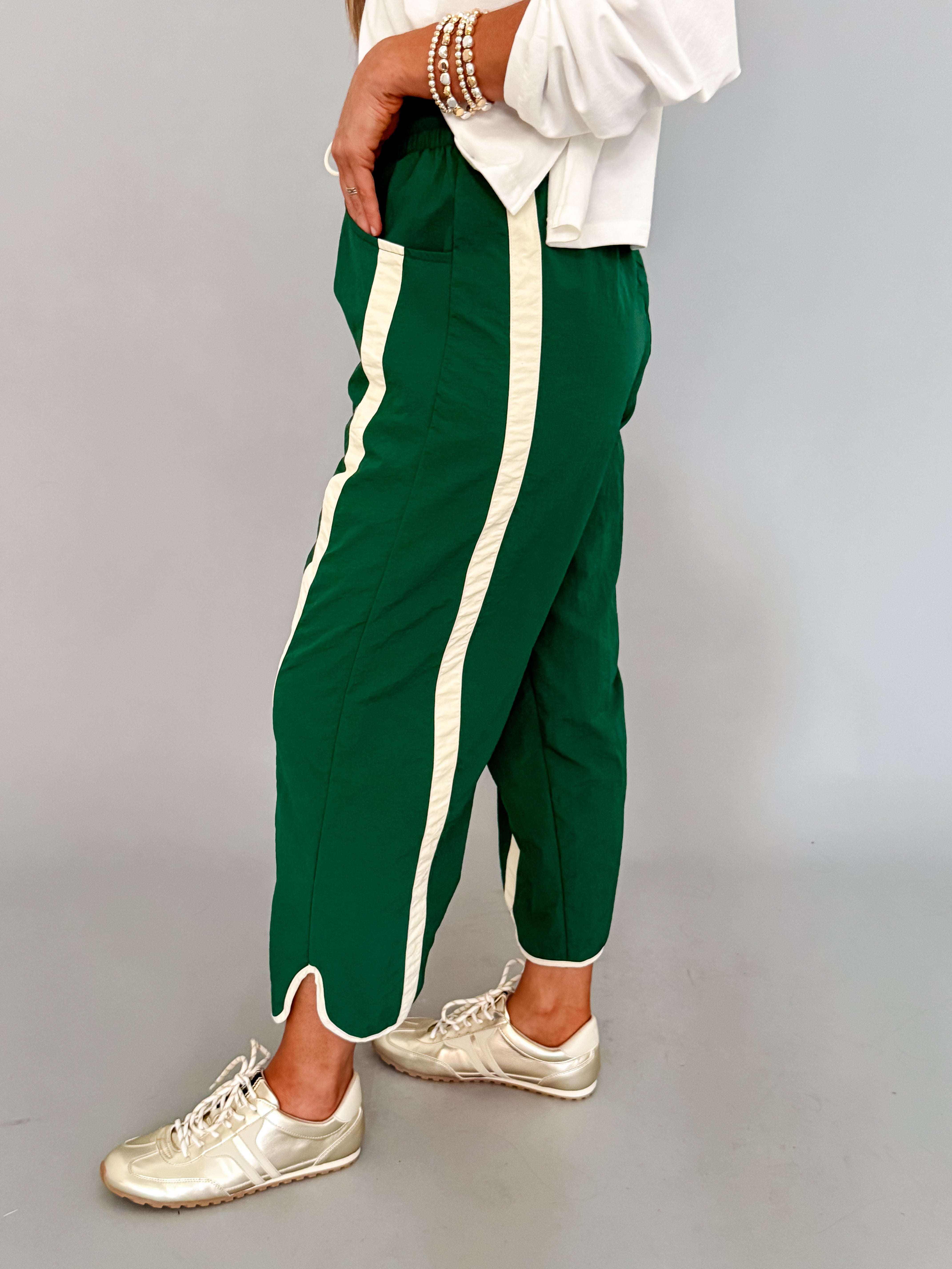 Jasmine Sporty Barrel Pants-Forest