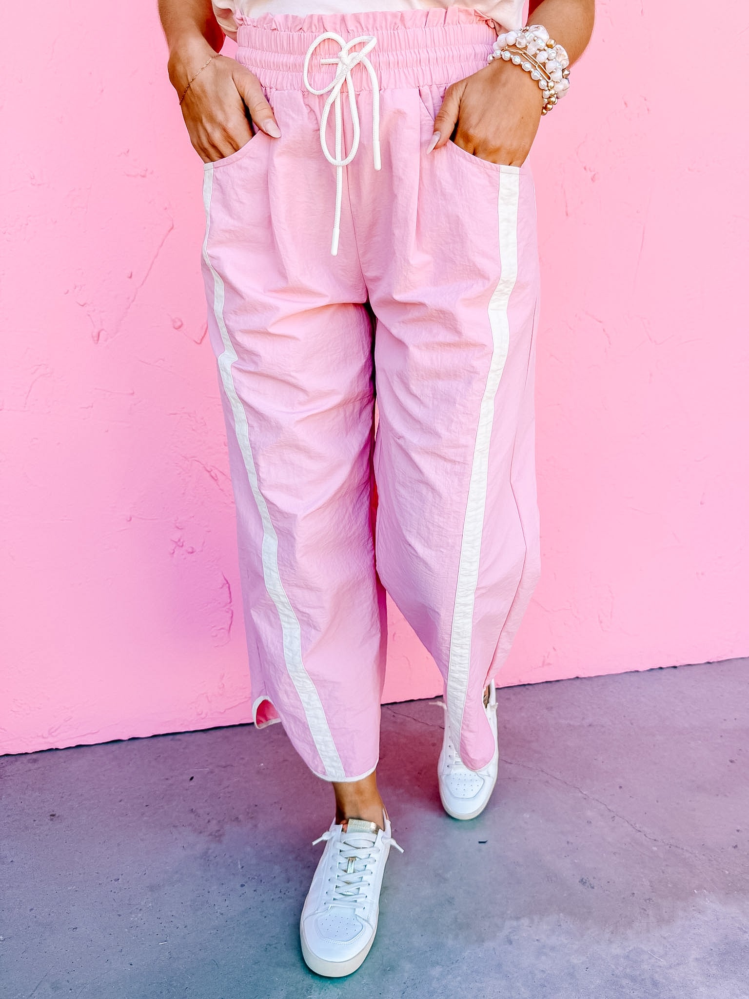 Jasmine Sporty Barrel Pants-Pink