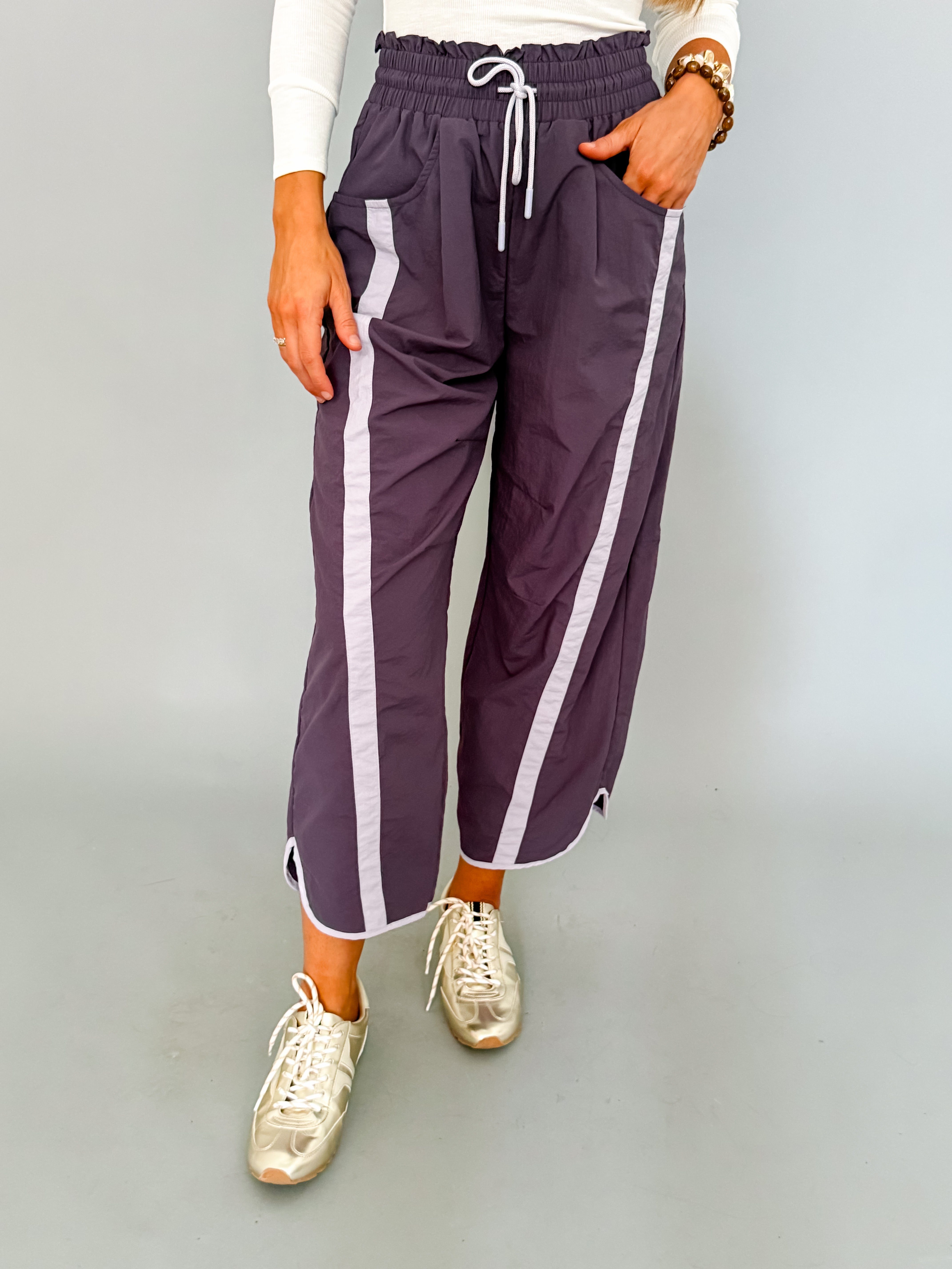 Jasmine Sporty Barrel Pants-Plum