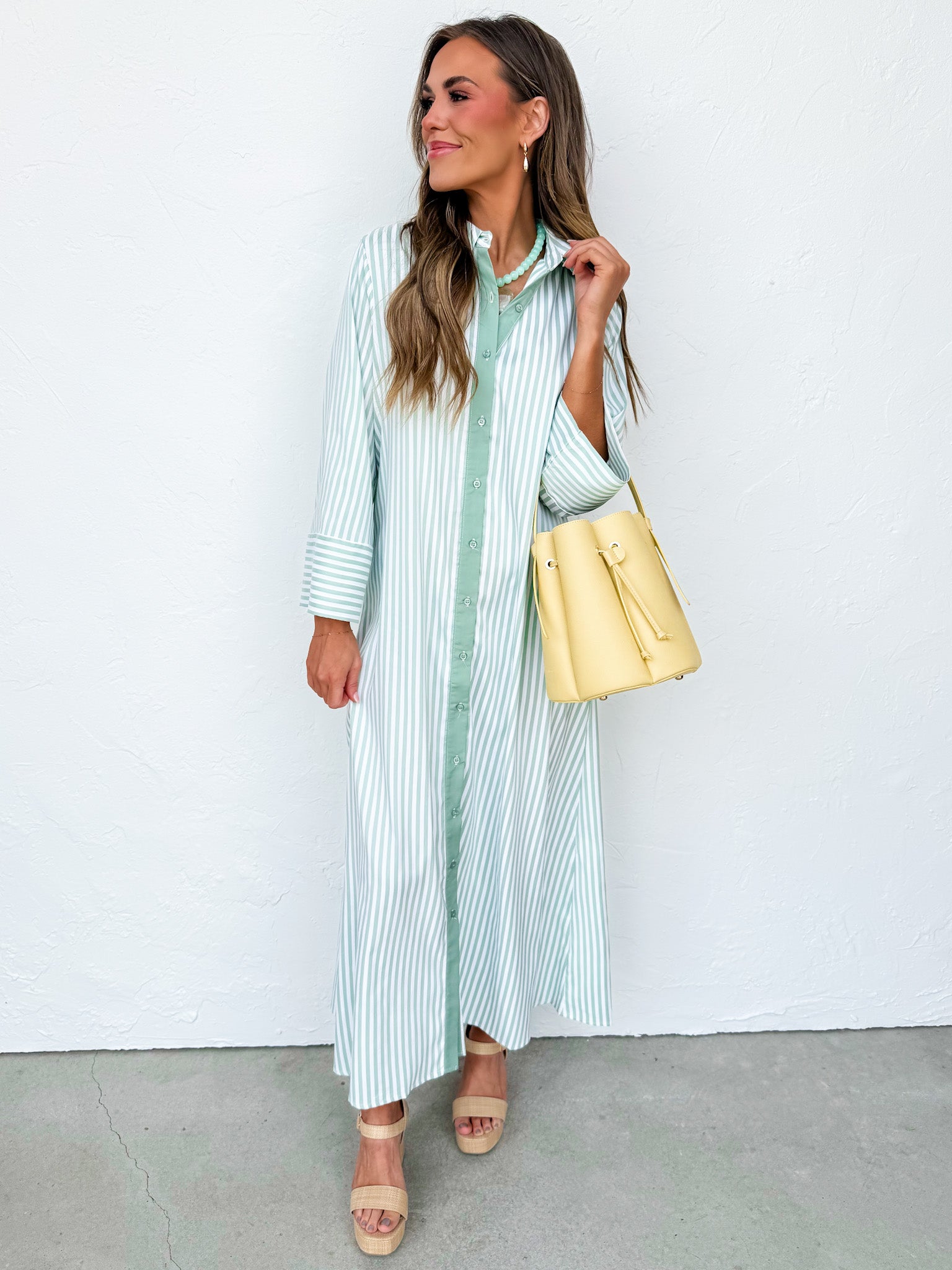 Jemma Striped Maxi Dress-Green