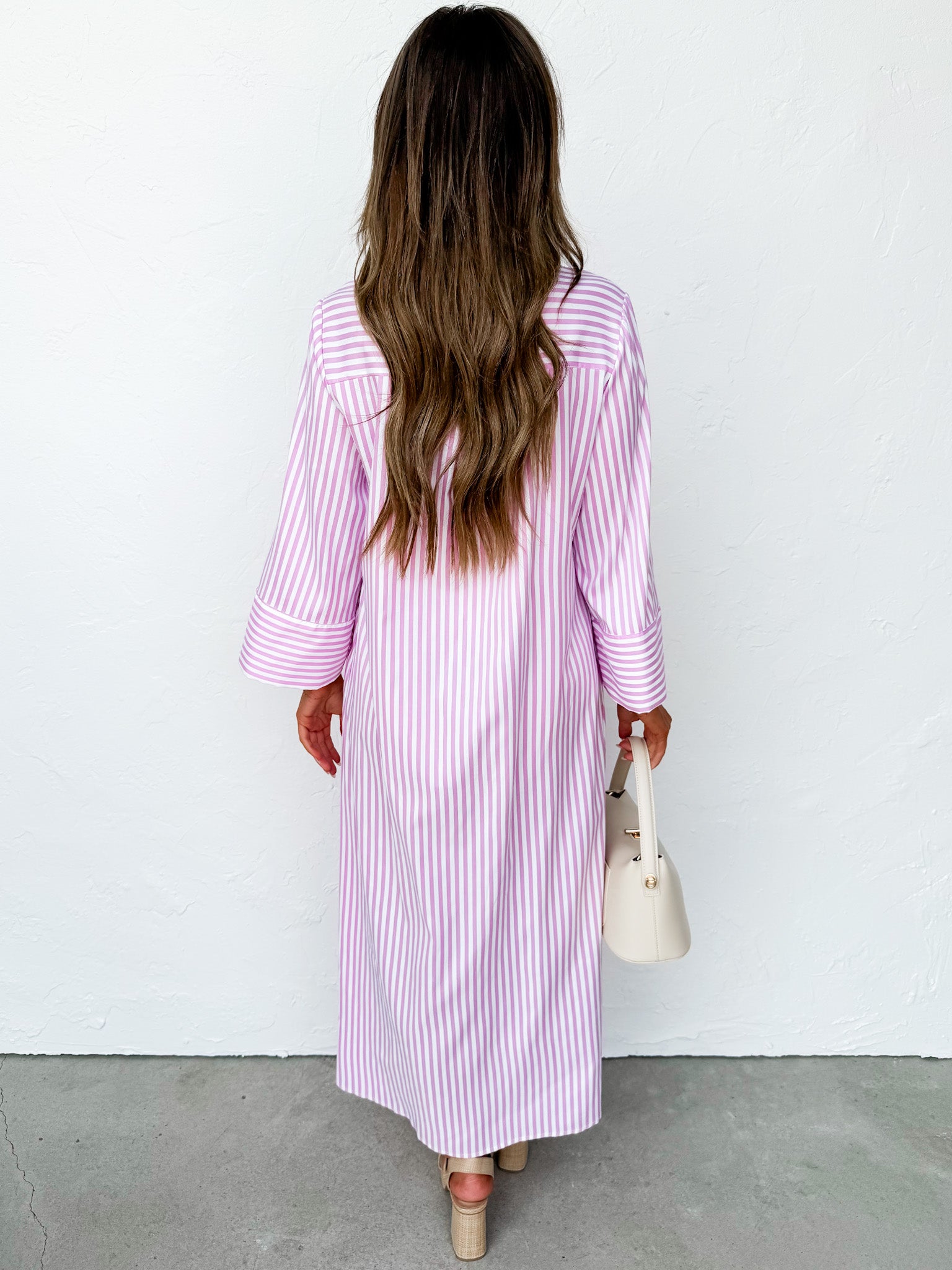 Jemma Striped Maxi Dress-Pink