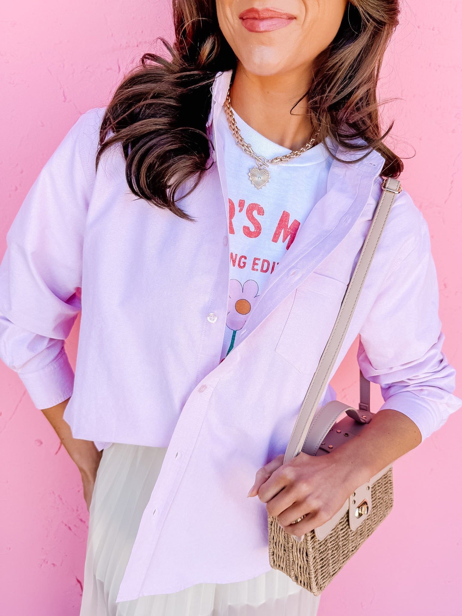 Jennifer Classic Button Front Top-Pink