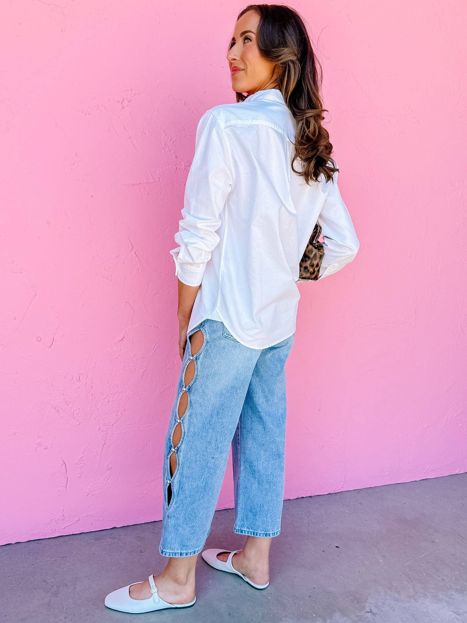 Jennifer Classic Button Front Top-White