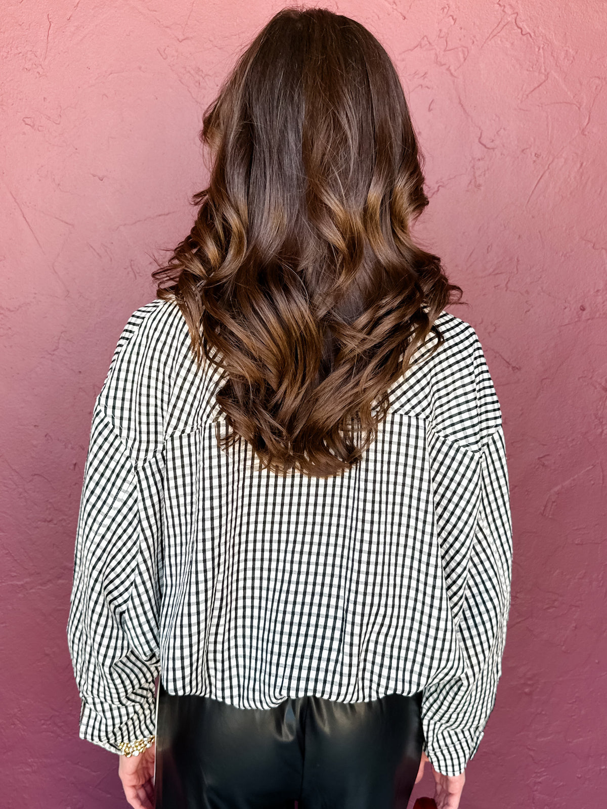 Jennifer Gingham Stand Collar Bomber Jacket