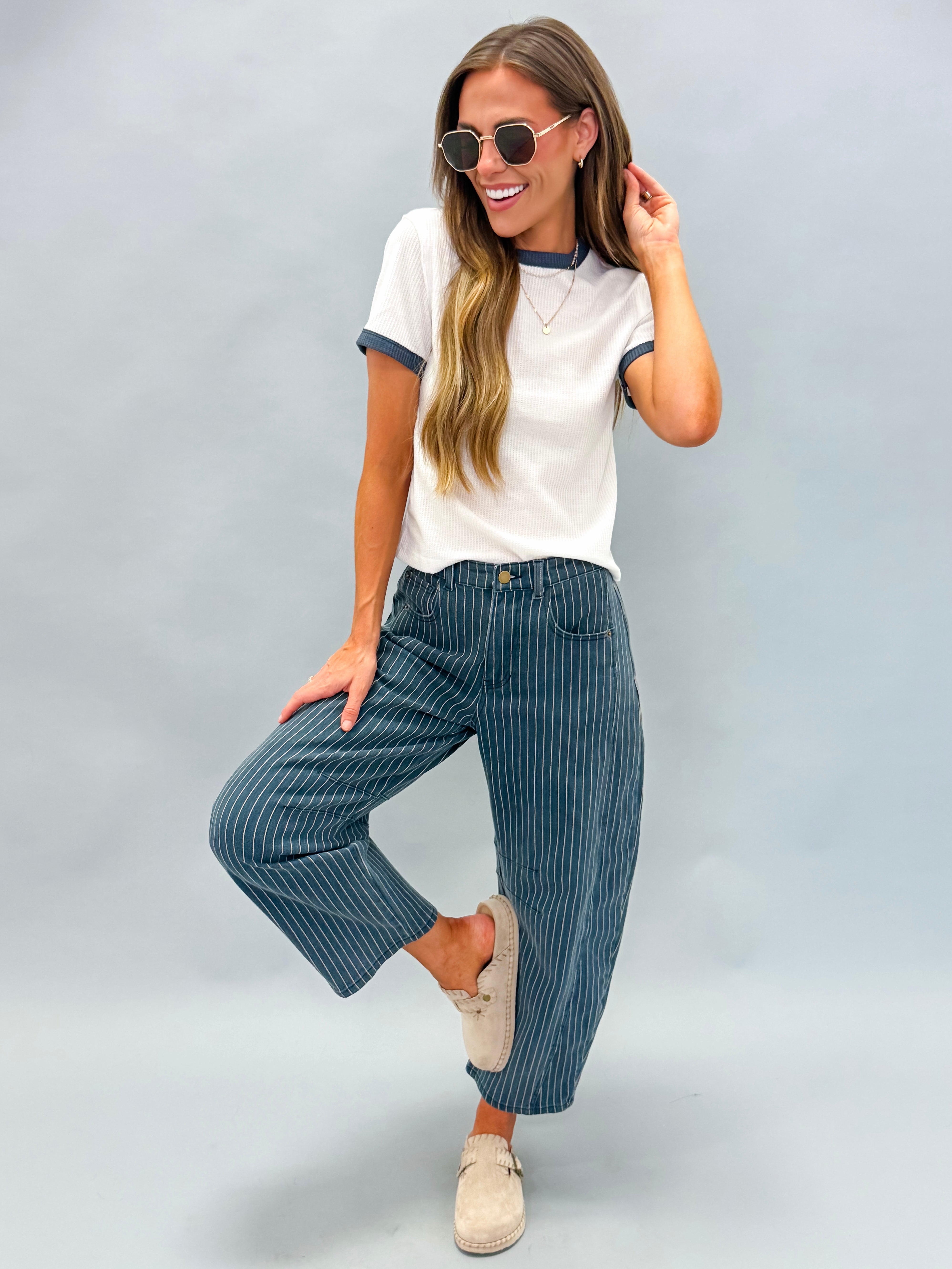 Jessa Contrast Waffle Knit Top