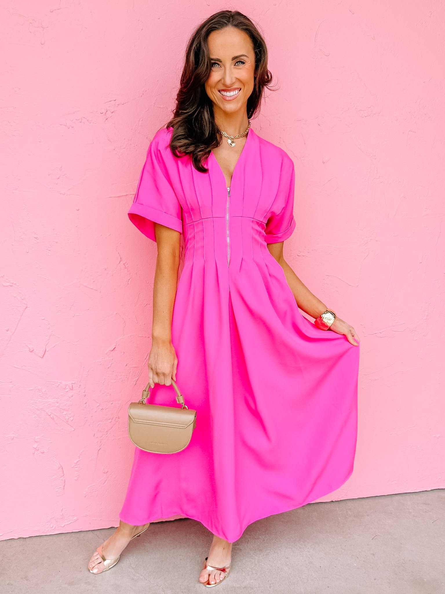 Joan Front Zip Midi Dress