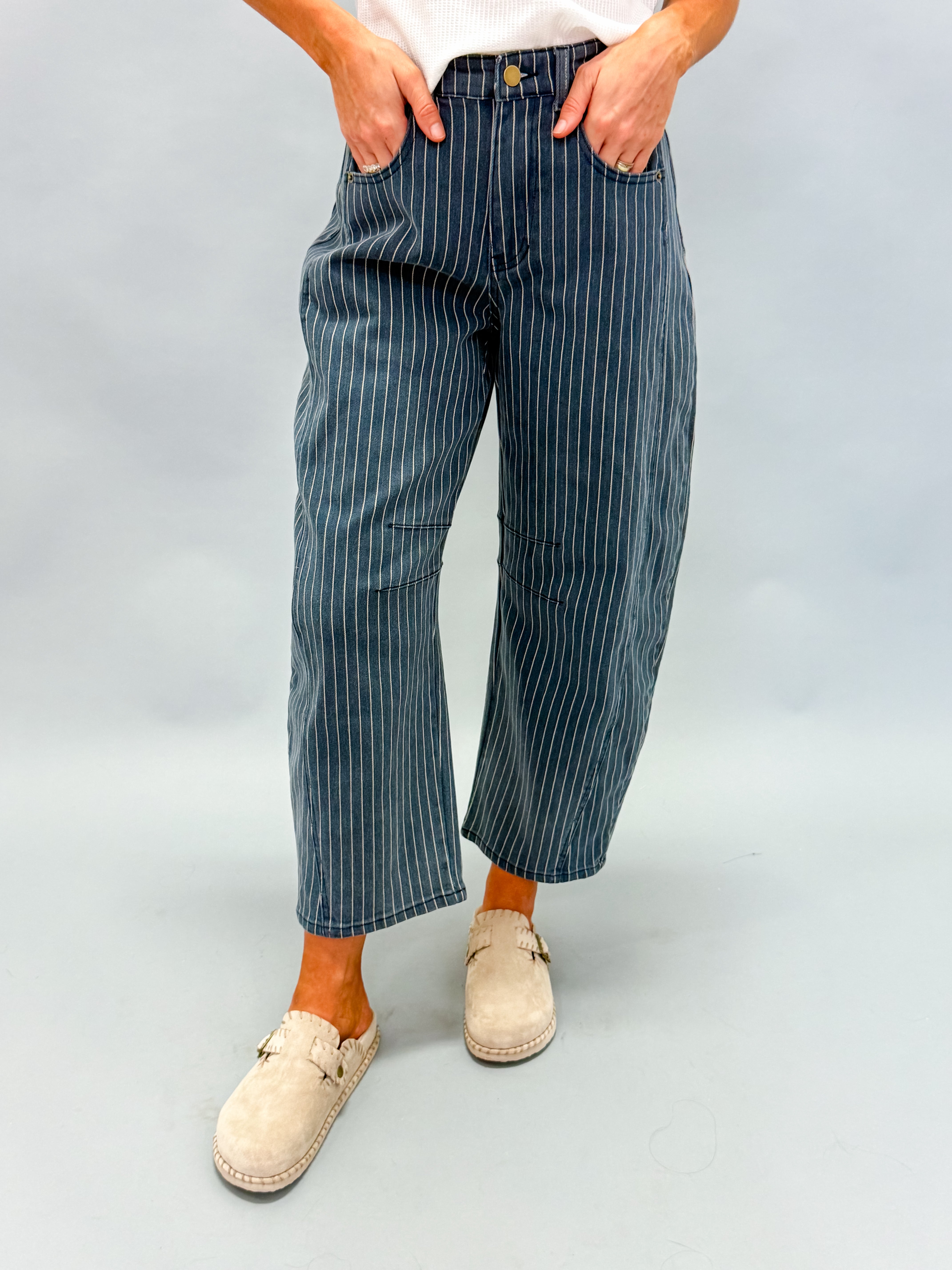 Joanna Pinstripe Barrel Pants