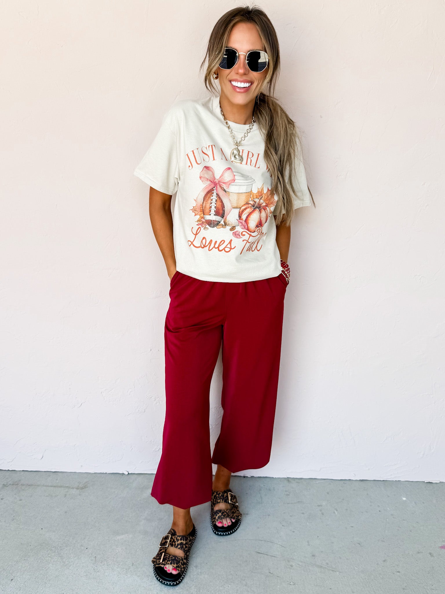 Just A Girl Who Loves Fall Oversized Graphic Tee