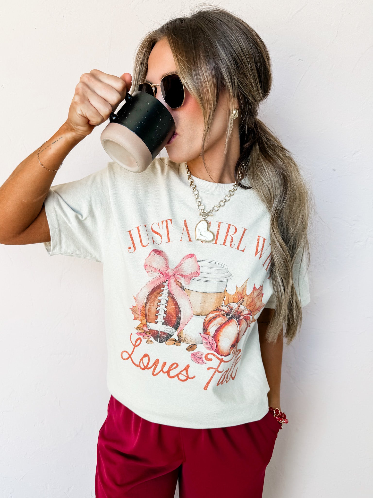 Just A Girl Who Loves Fall Oversized Graphic Tee