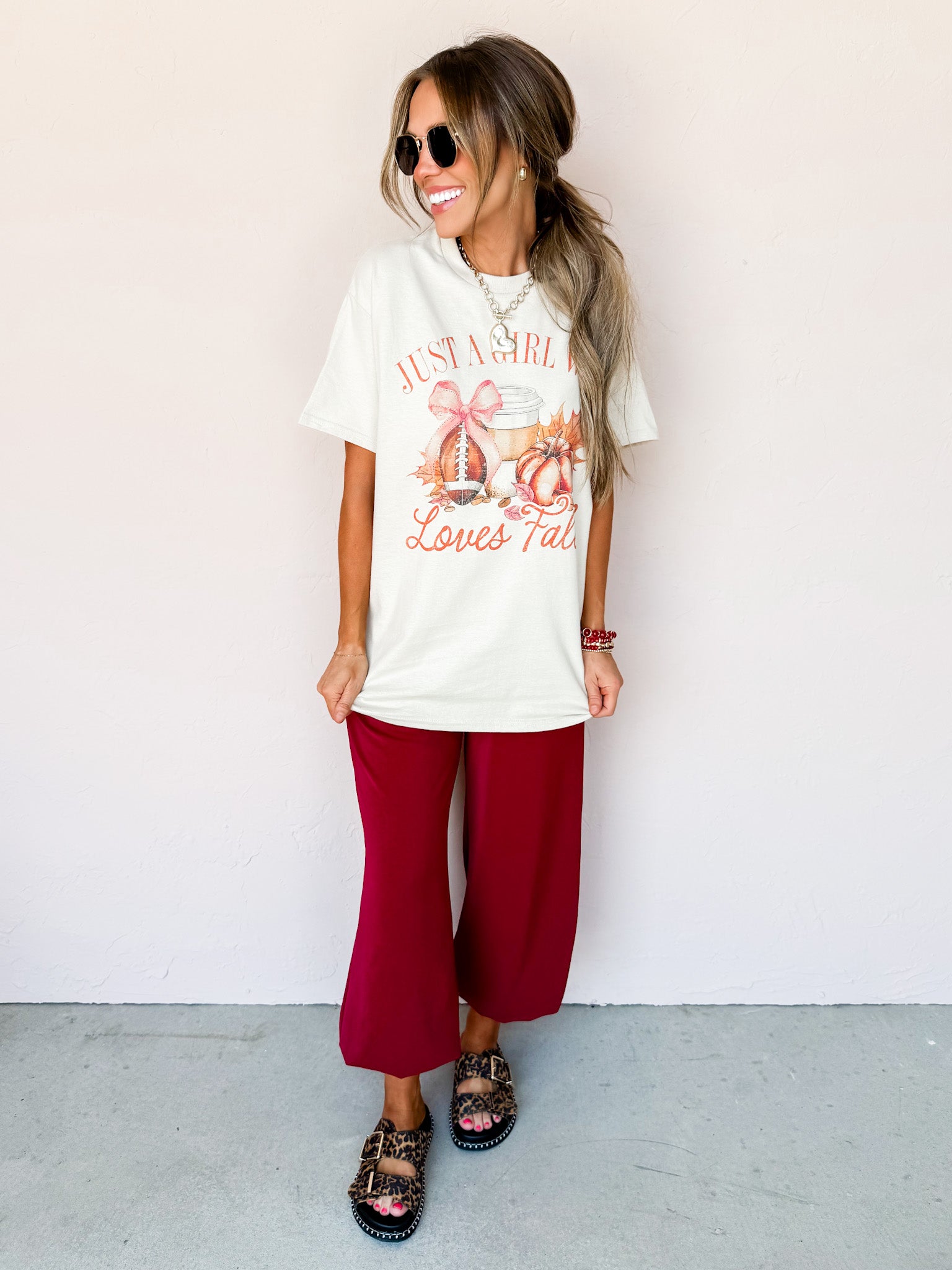 Just A Girl Who Loves Fall Oversized Graphic Tee