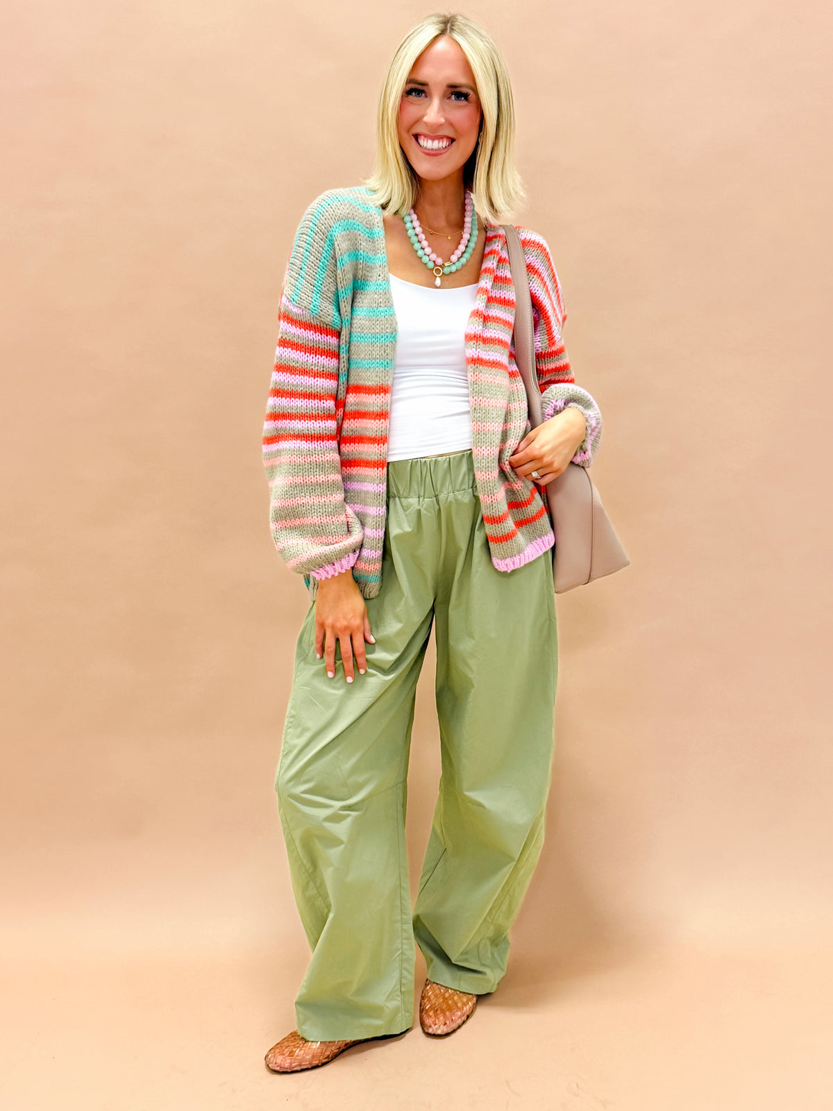 Karis Striped Open Cardigan