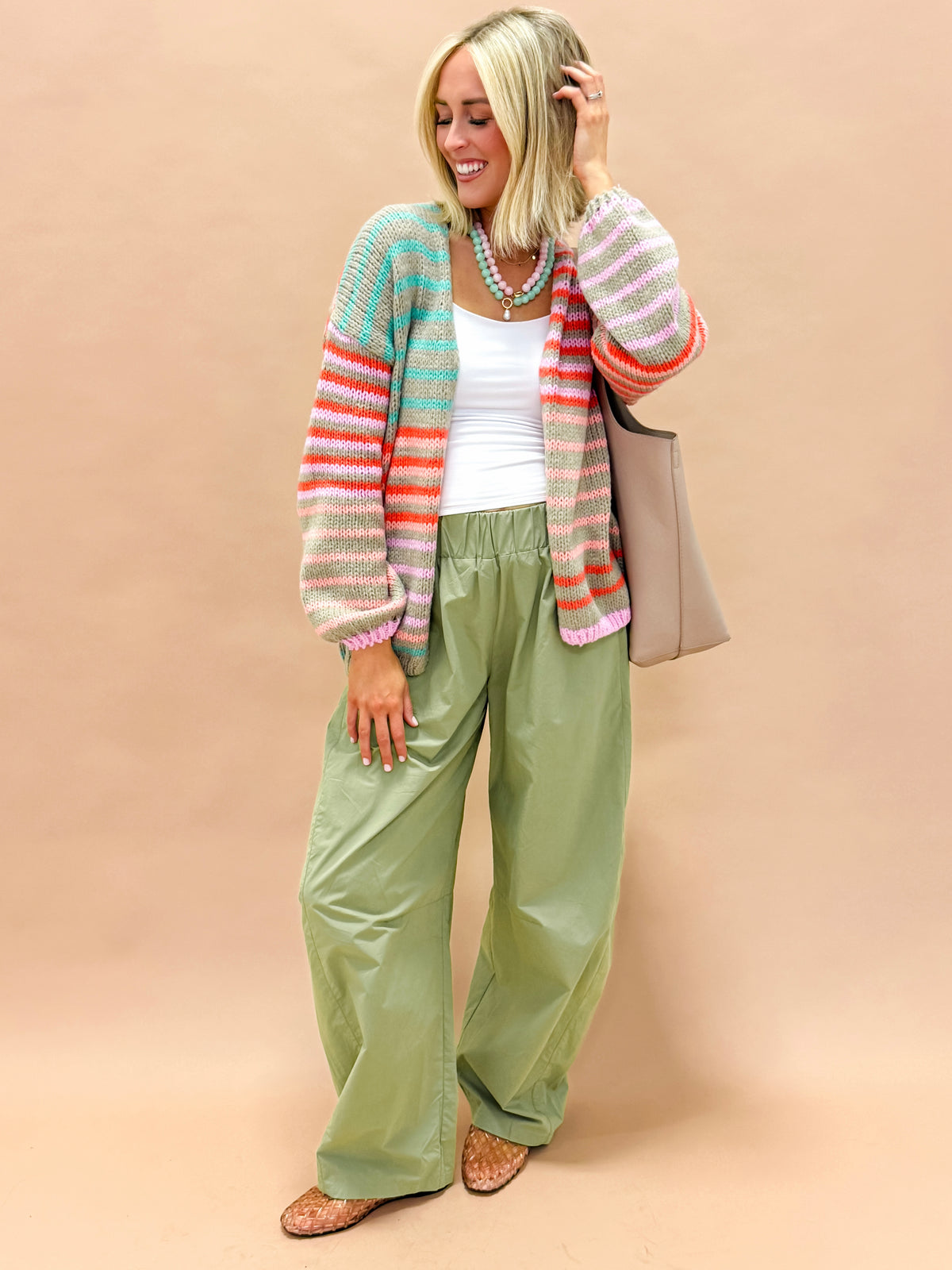 Karis Striped Open Cardigan