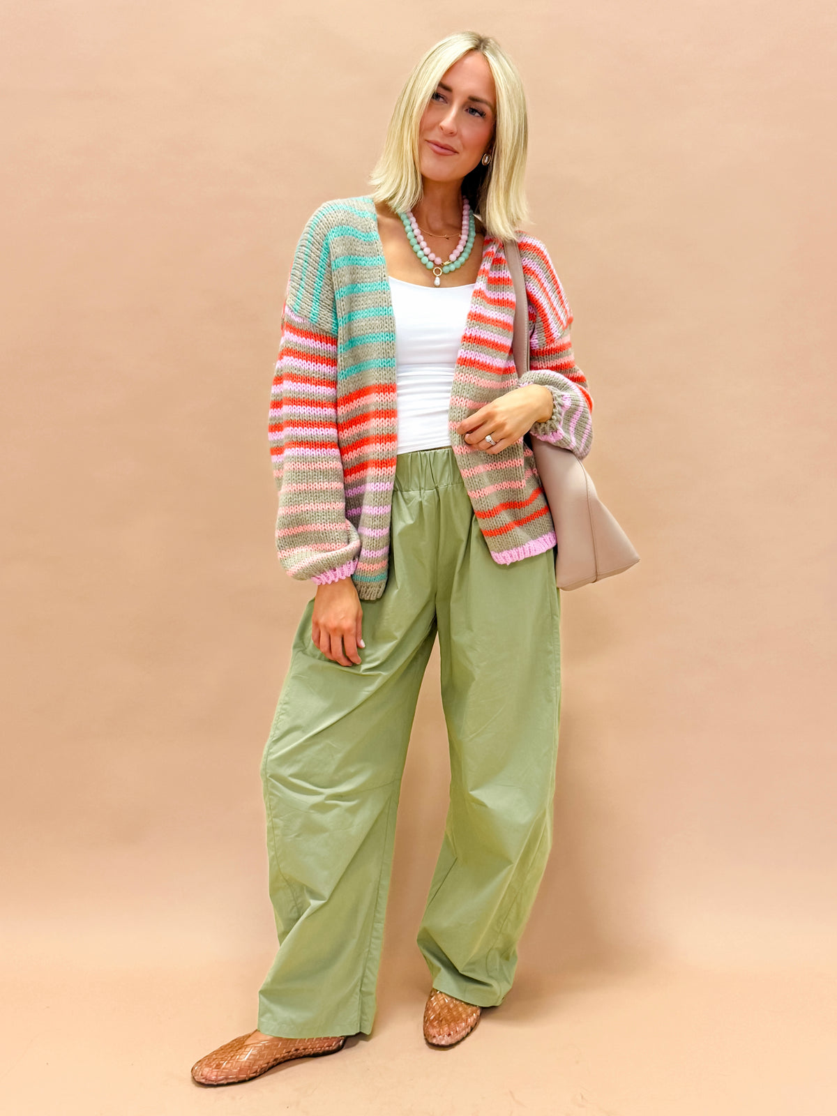 Karis Striped Open Cardigan