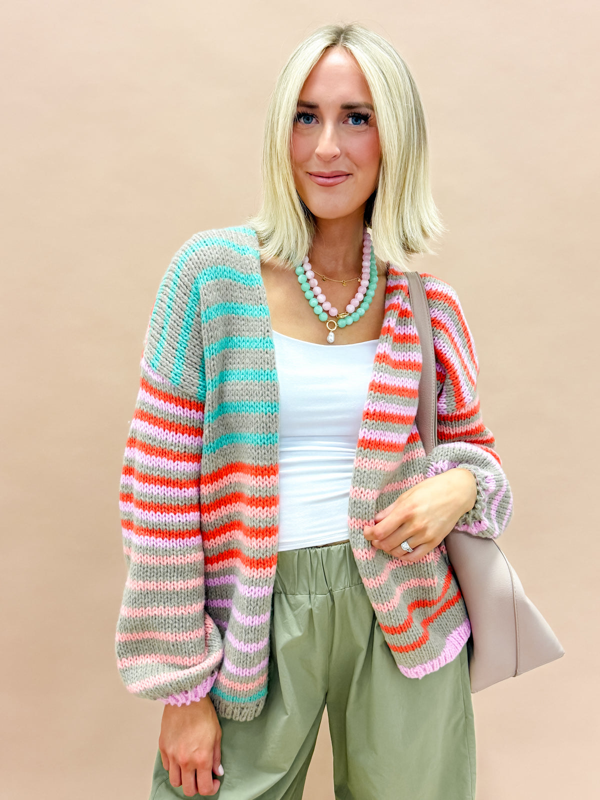 Karis Striped Open Cardigan