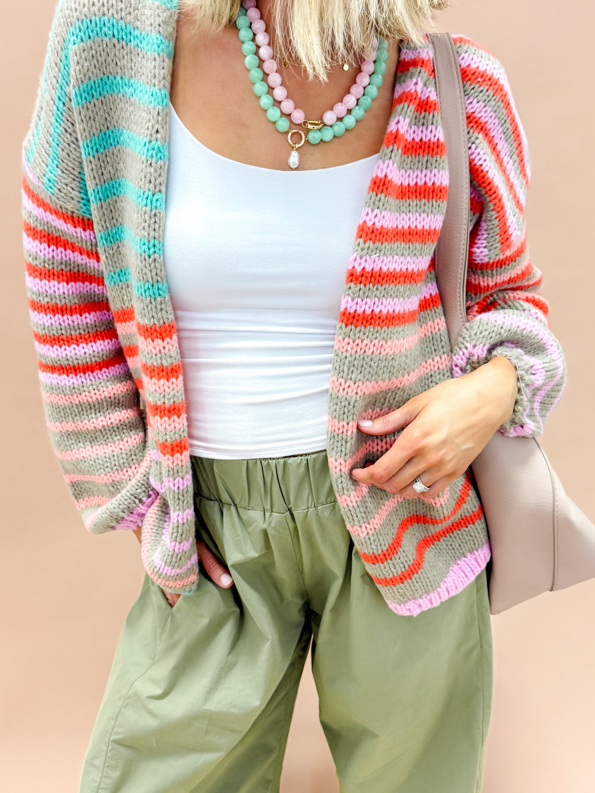 Karis Striped Open Cardigan