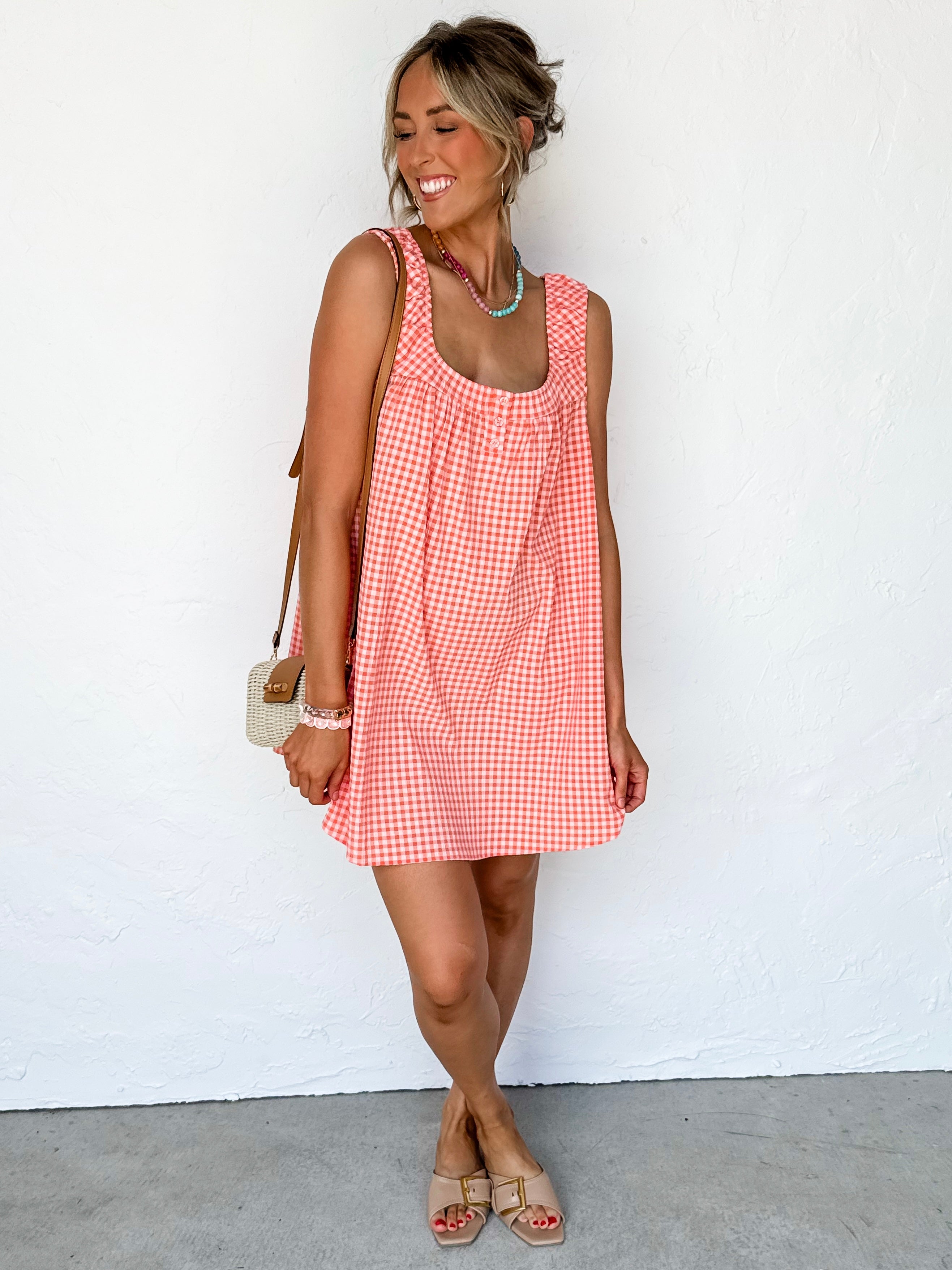 Kim Sleeveless Mini Dress-Orange