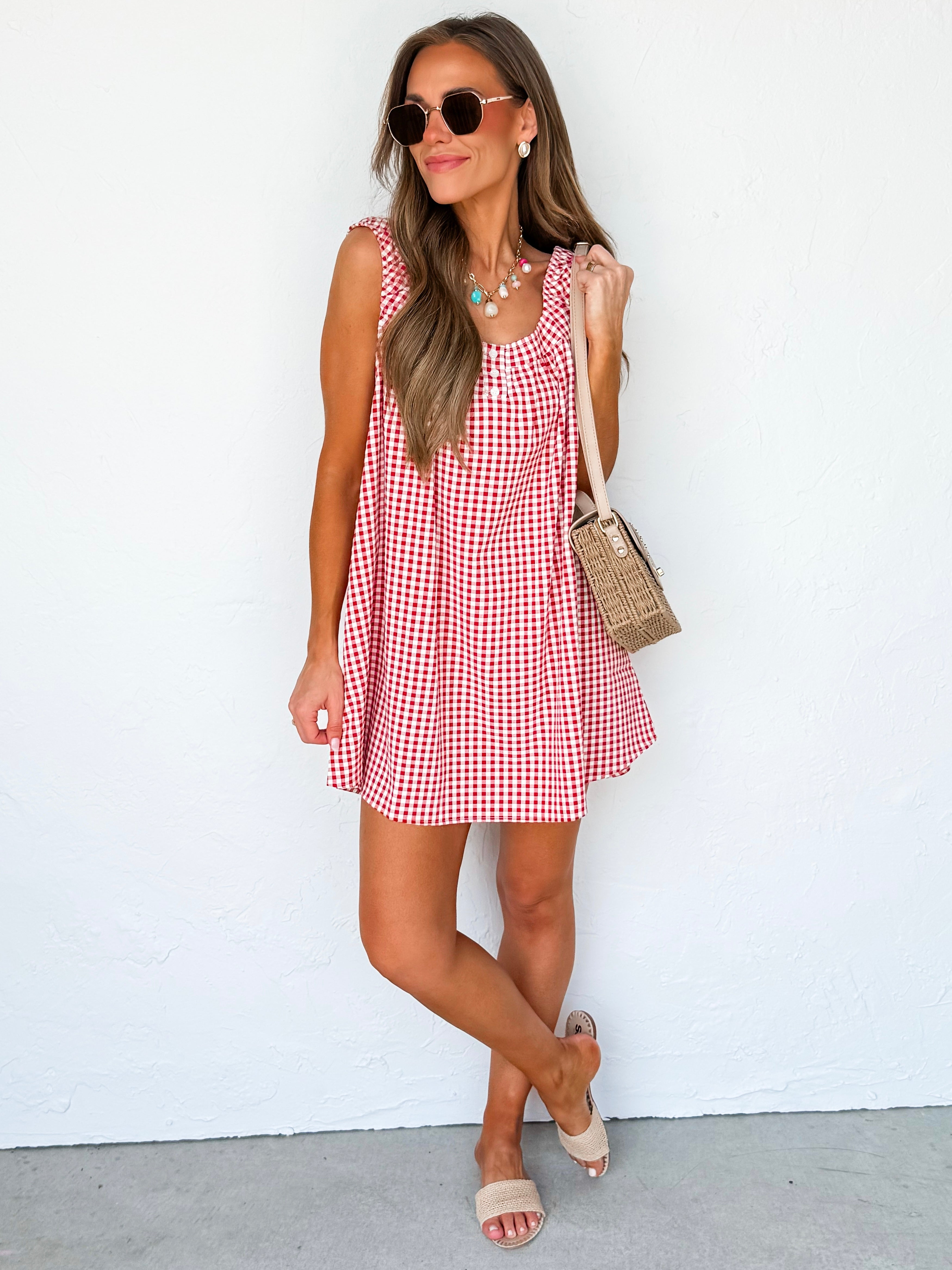 Kim Sleeveless Mini Dress-Red