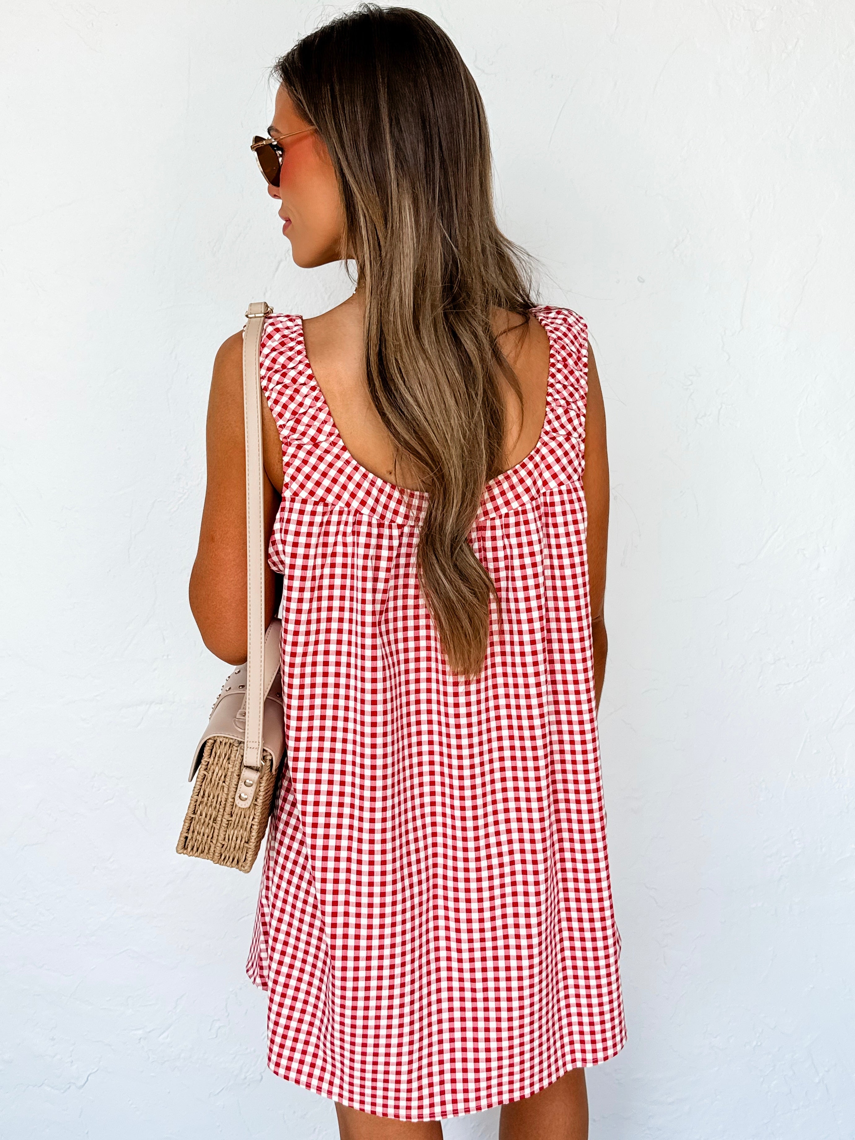 Kim Sleeveless Mini Dress-Red