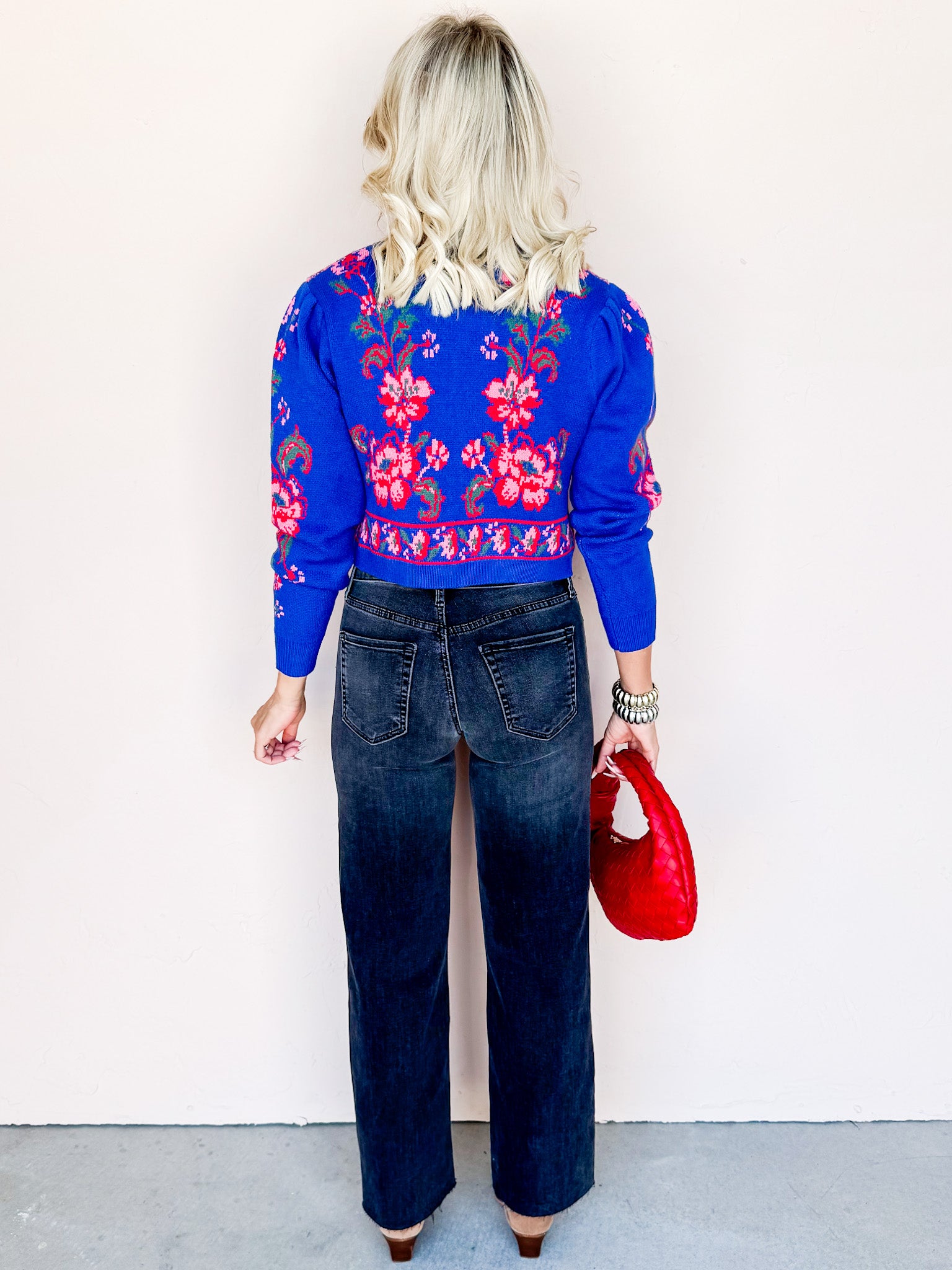 Knit Blossom Floral Tie Front Sweater