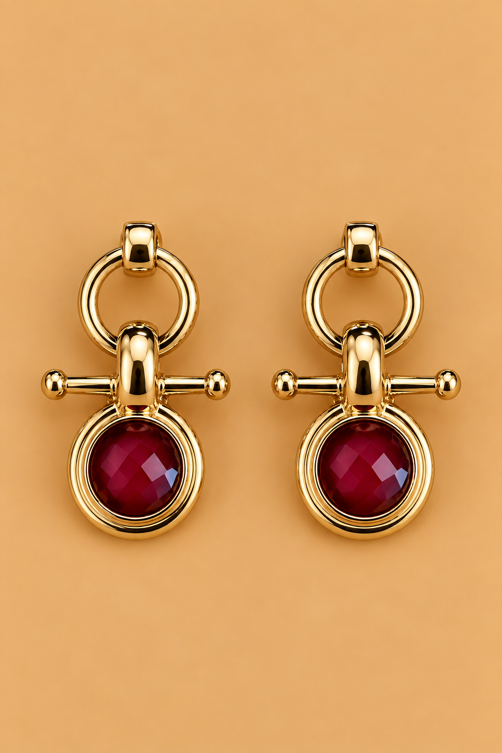 Krista Burgundy Toggle Drop Earrings