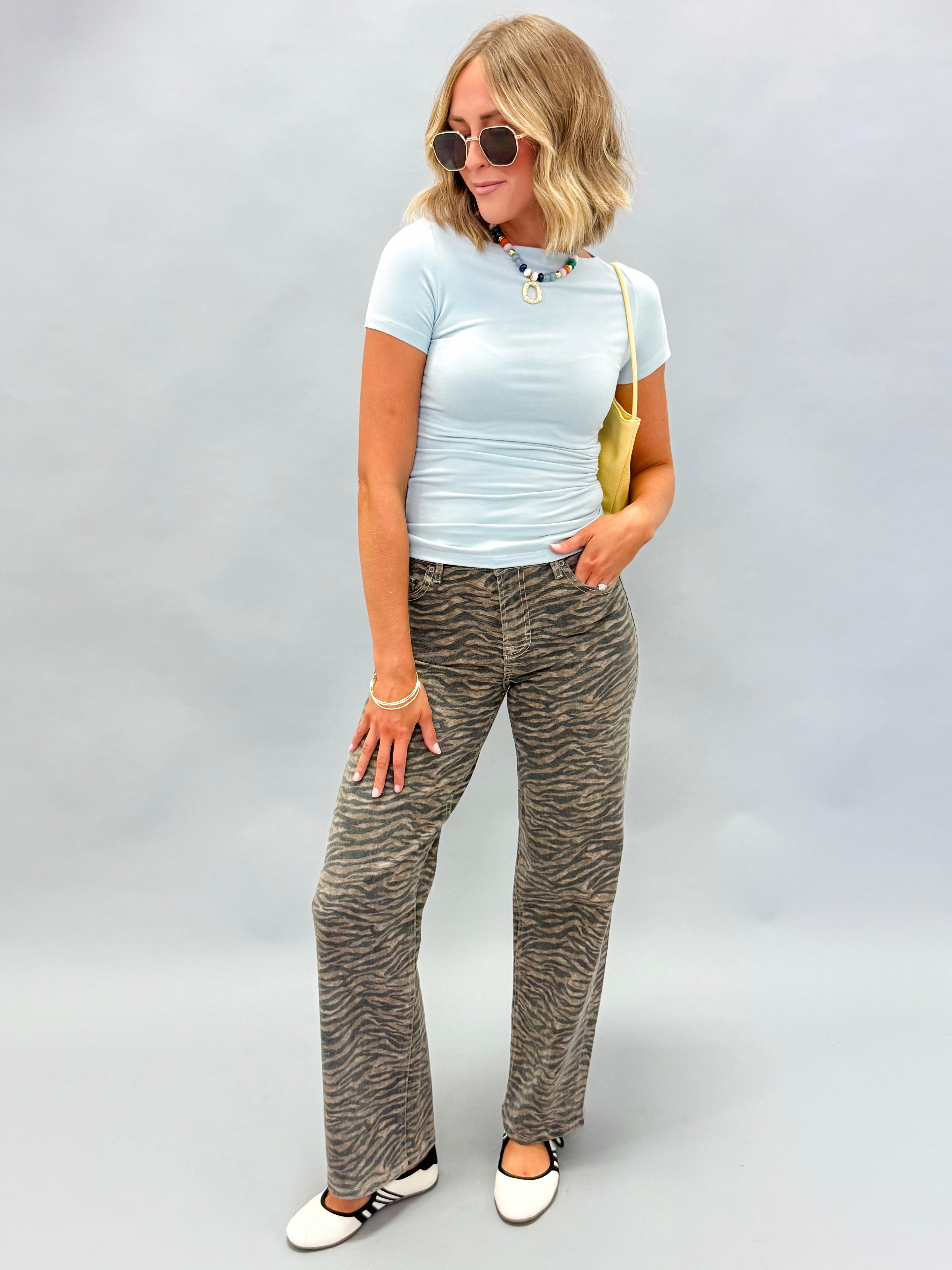Kristin Boat Neck Basic Top-Blue