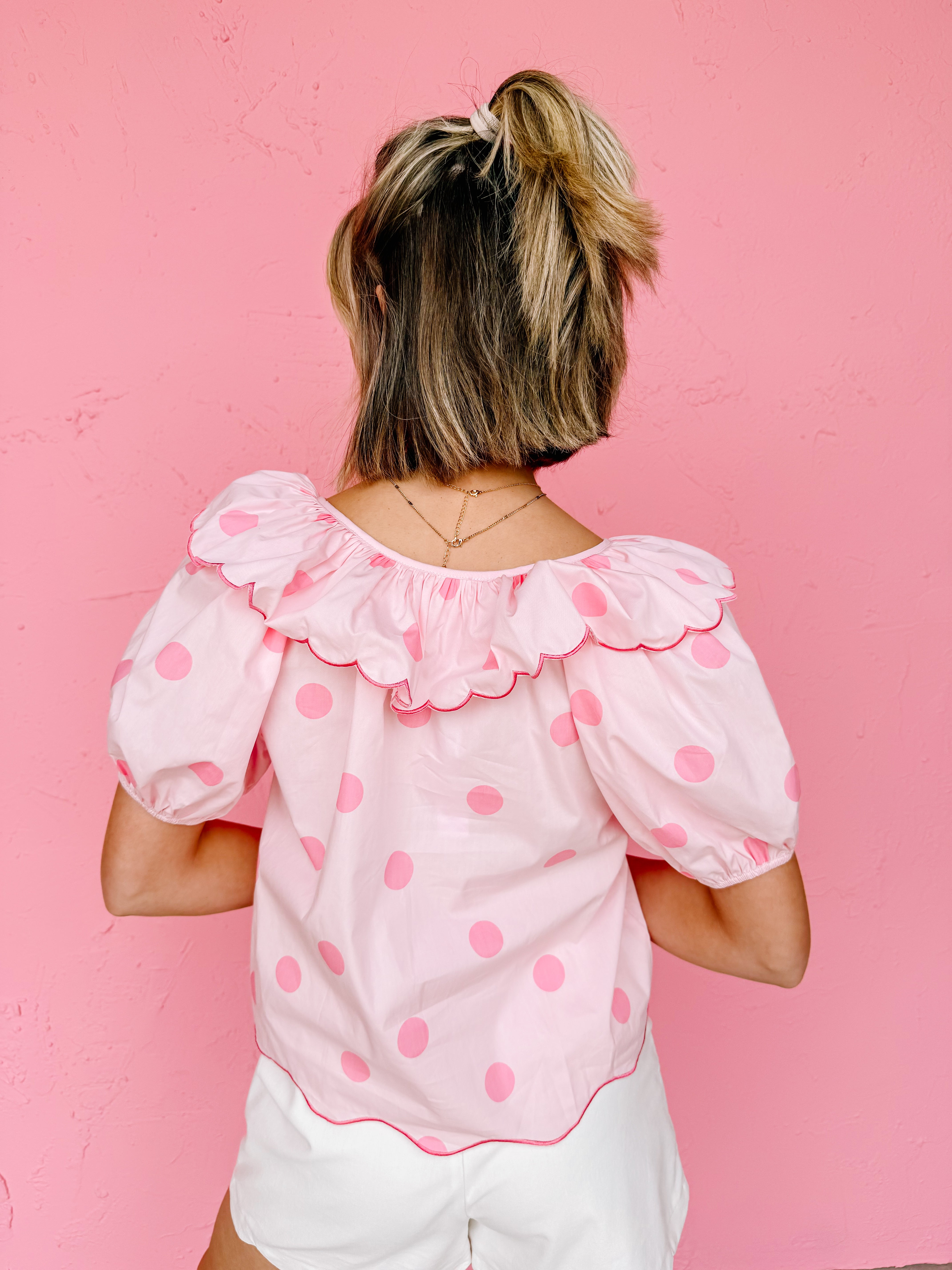 Lakelyn Polka Dot Puff Sleeve Top
