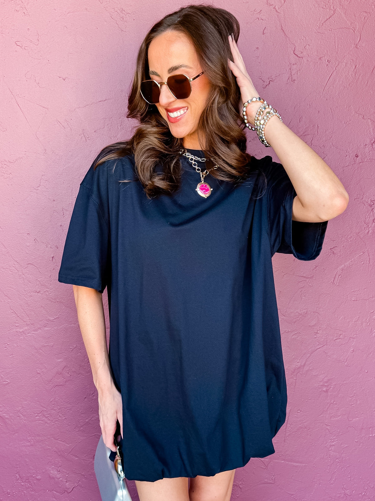 Laurel Bubble Hem Shirt Dress-Black