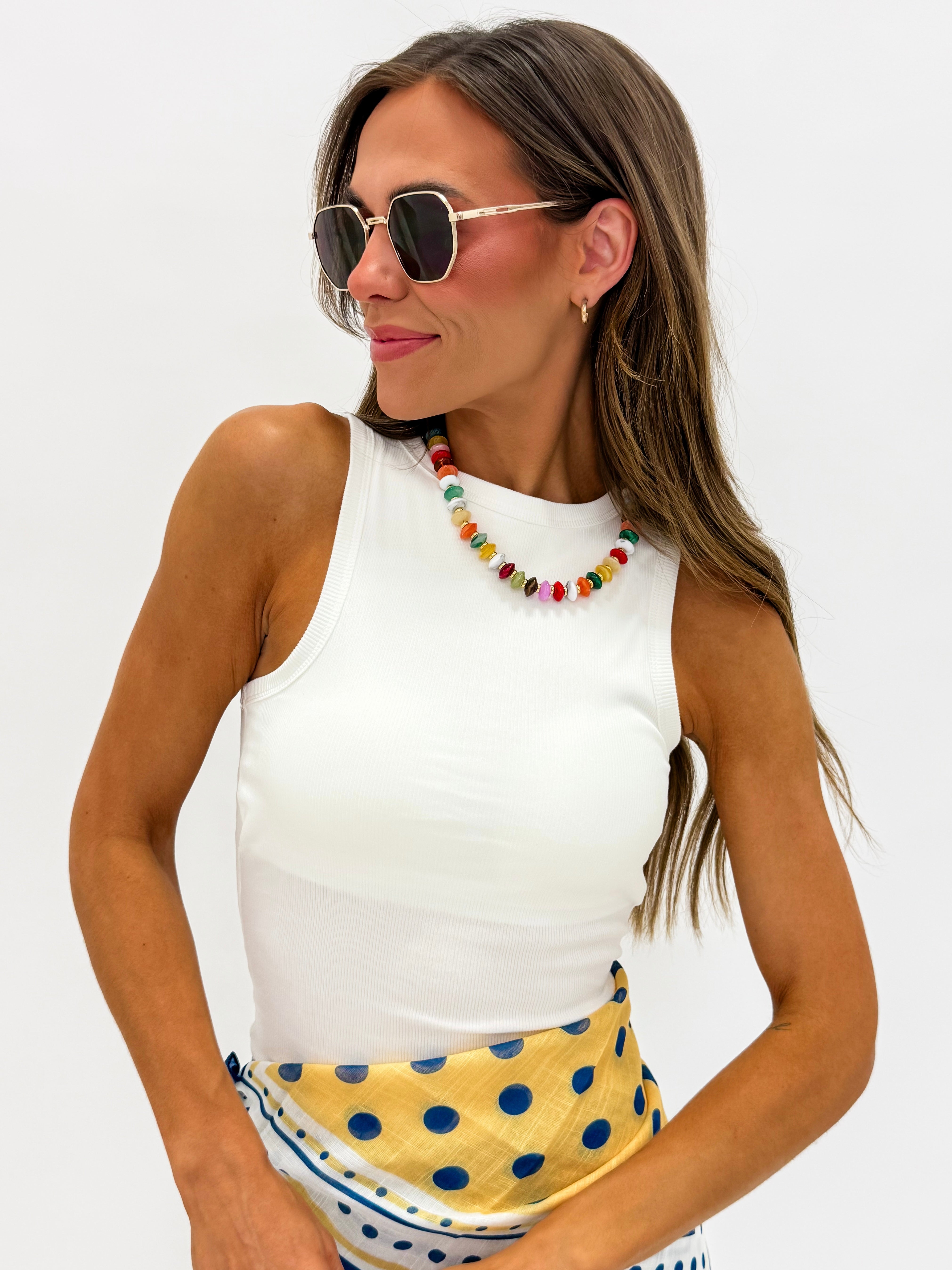 Layne Built-in Bra Tank Top-Off White