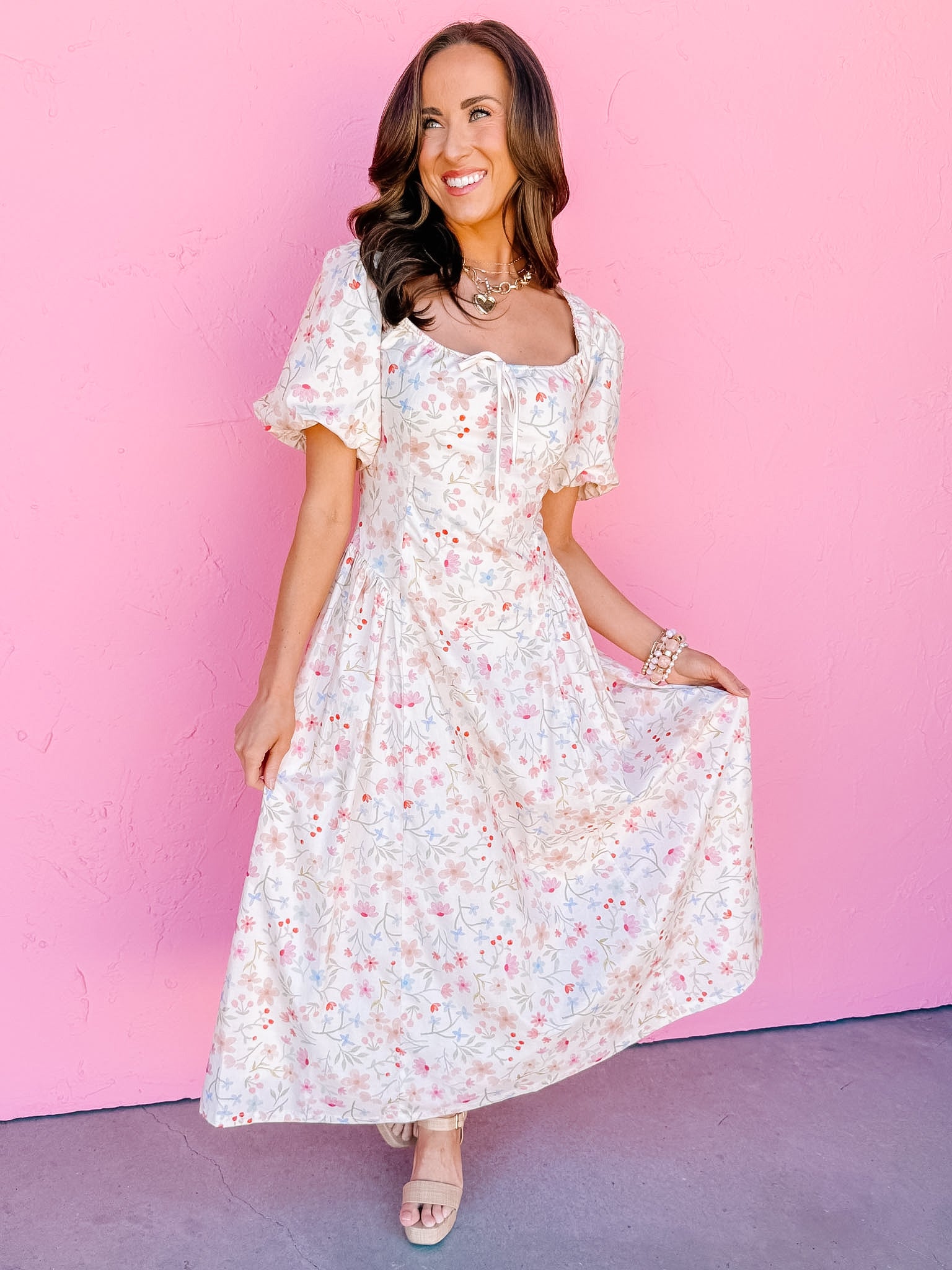 feminine midi dress Alie Street Grace Midi Dress (Blushing Blooms)