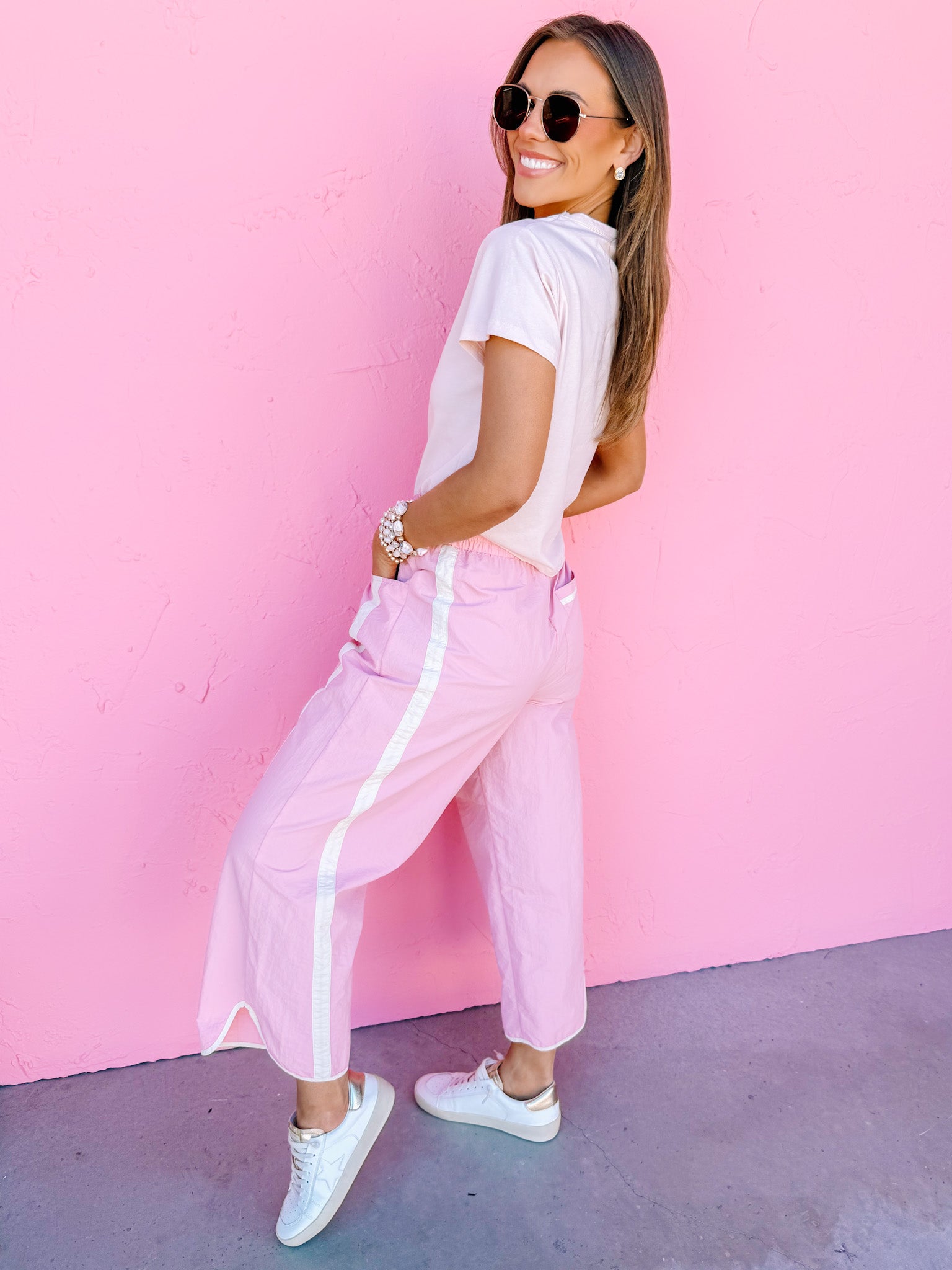Jasmine Sporty Barrel Pants-Pink
