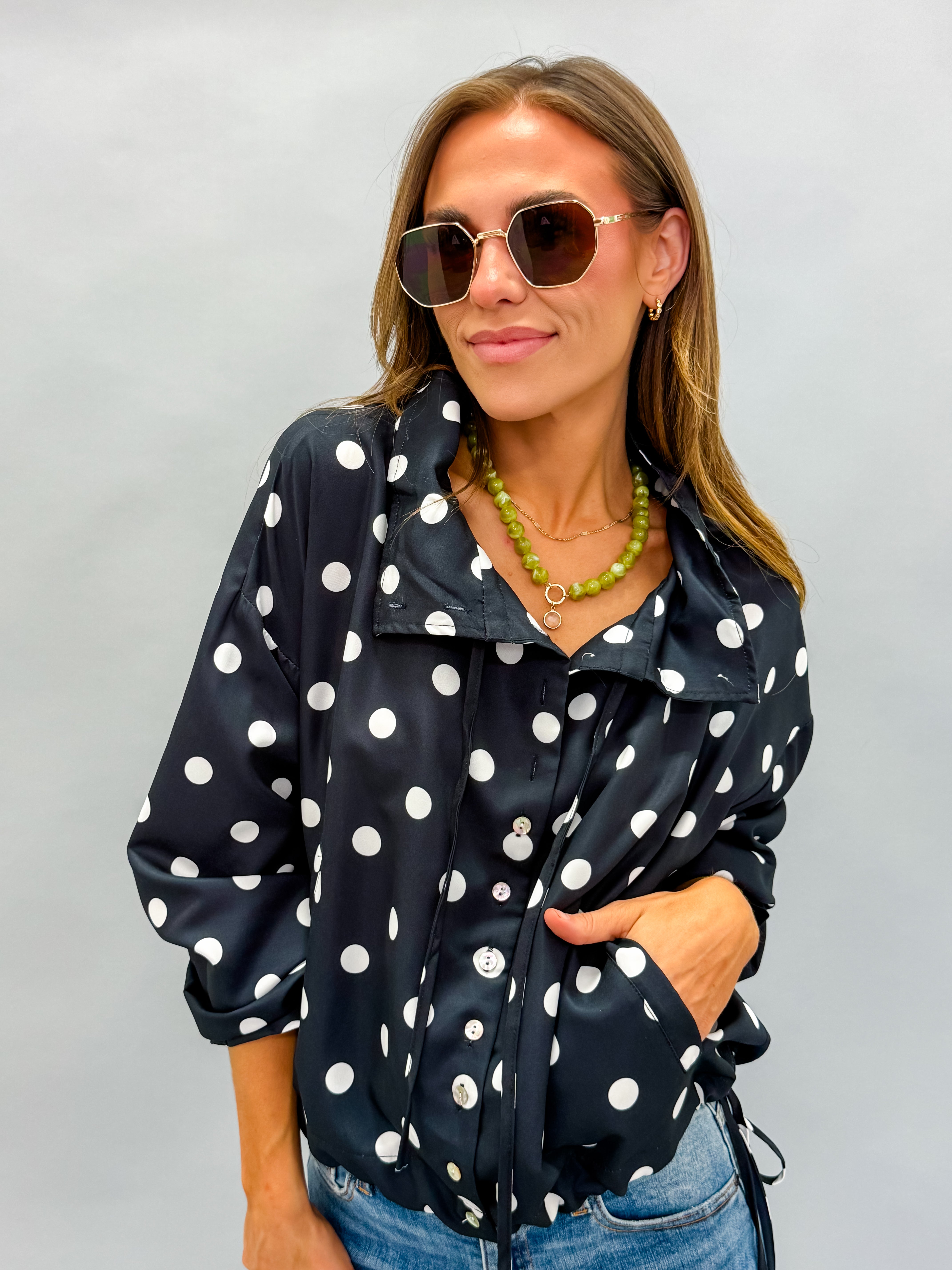 Lennon Polka Dot Jacket-Black