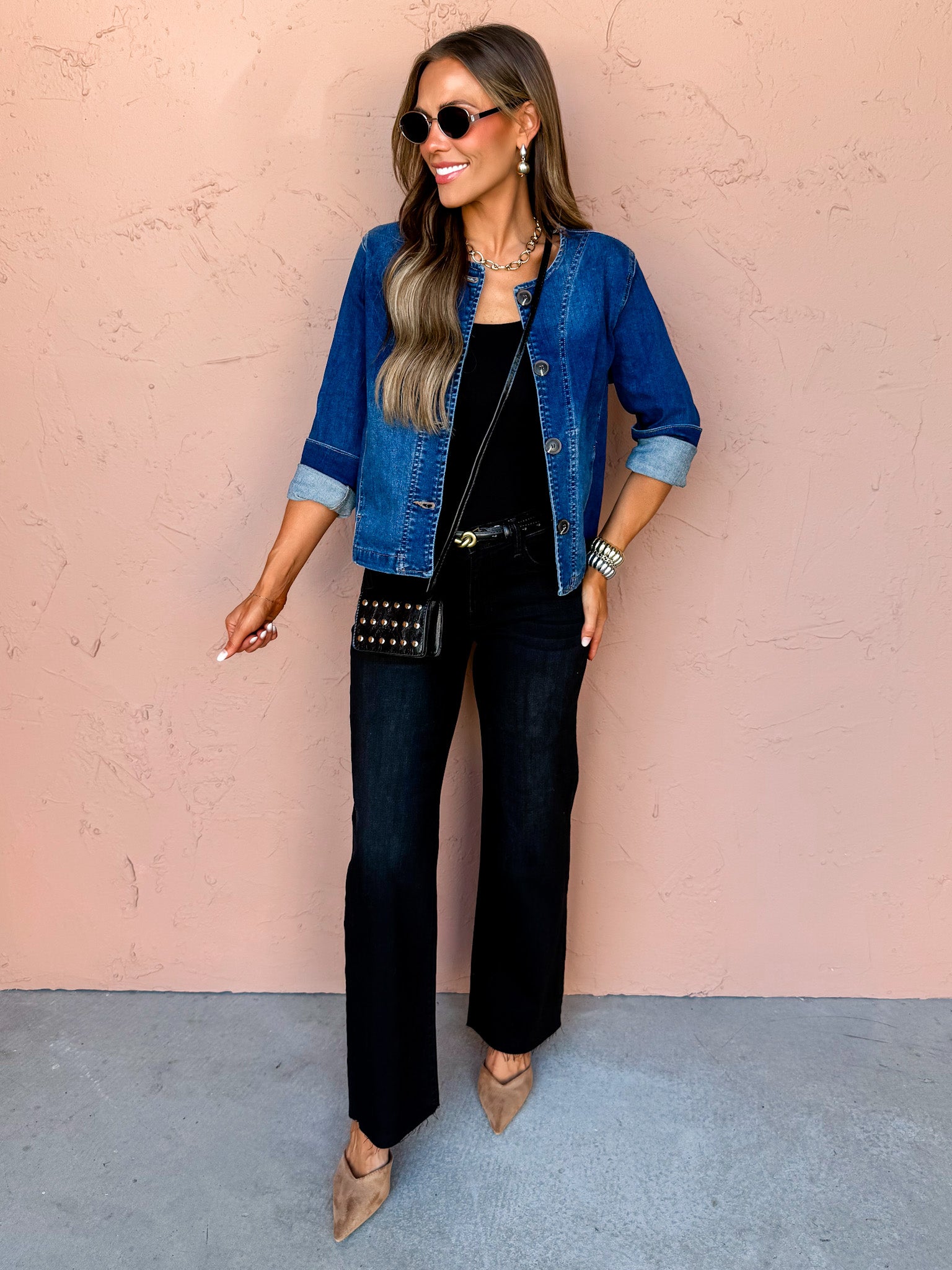 Let’s Get This Straight Barrel Jacket-Dark Denim