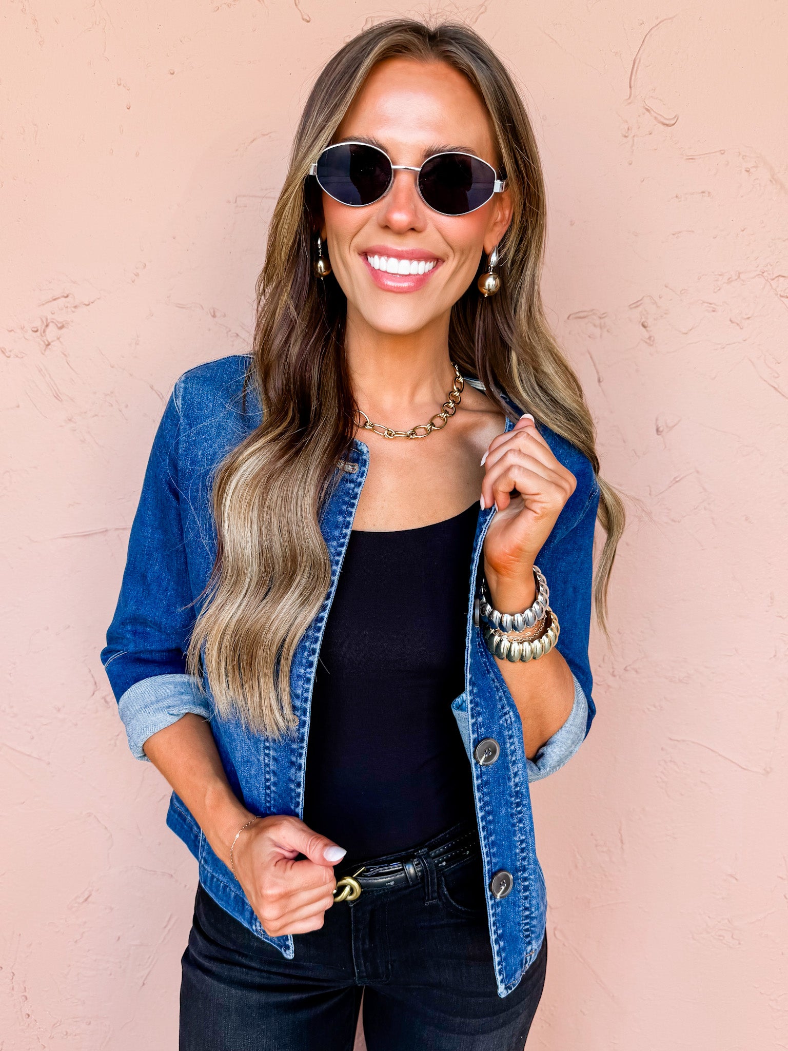 Let’s Get This Straight Barrel Jacket-Dark Denim