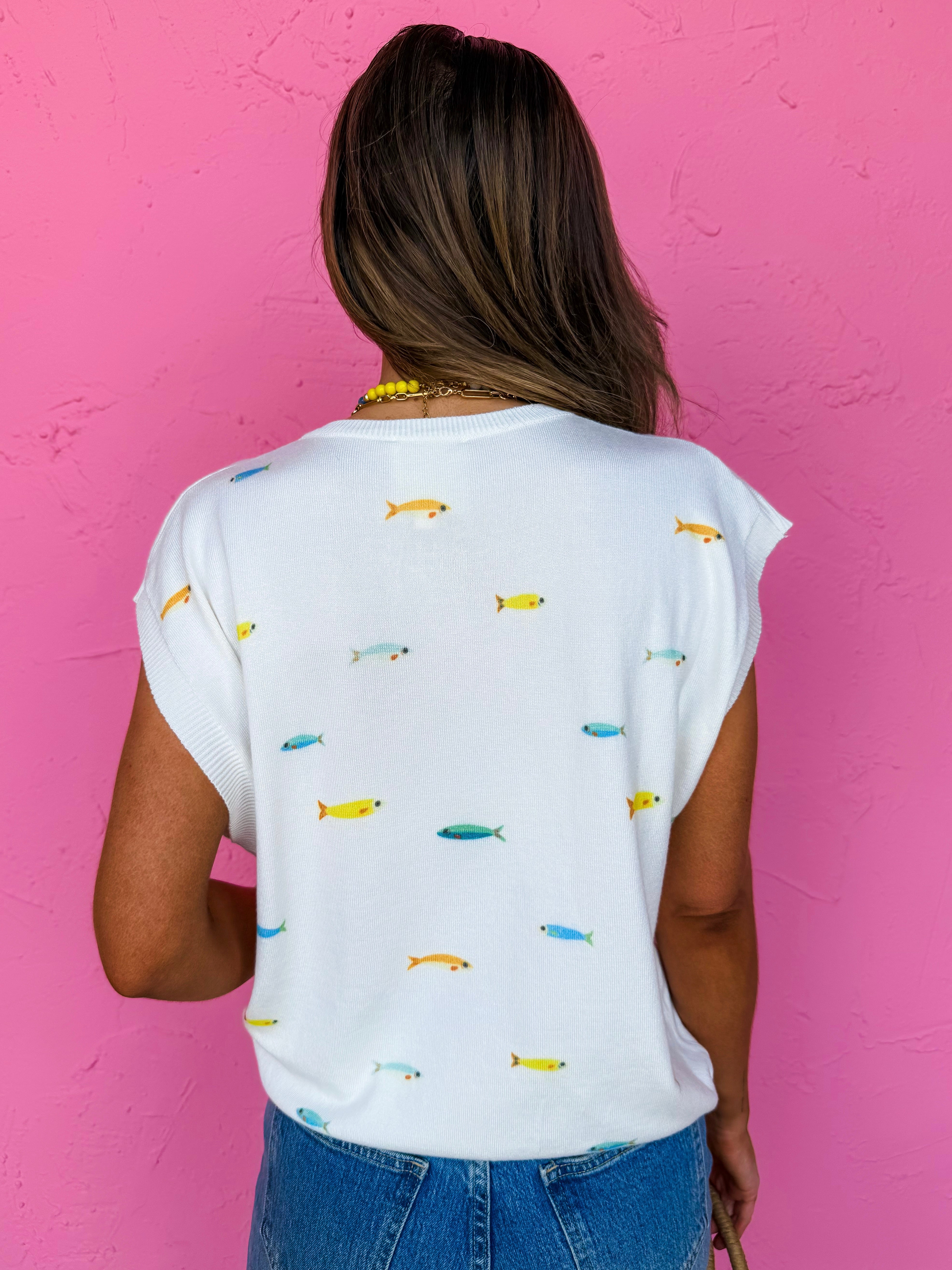 Lexie Fish Print Light Cardigan Top