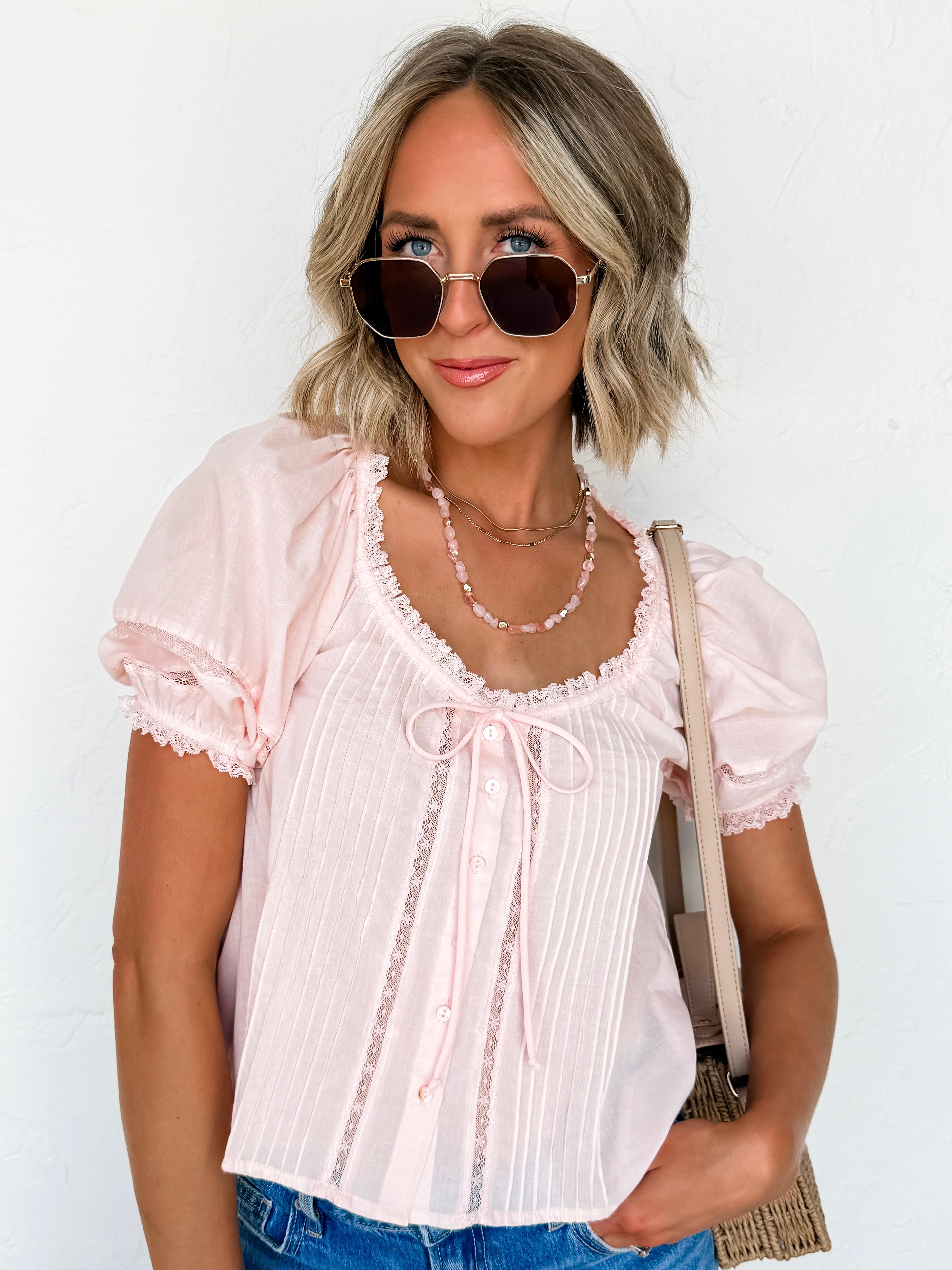 Leylani Short Sleeve Top-Pink