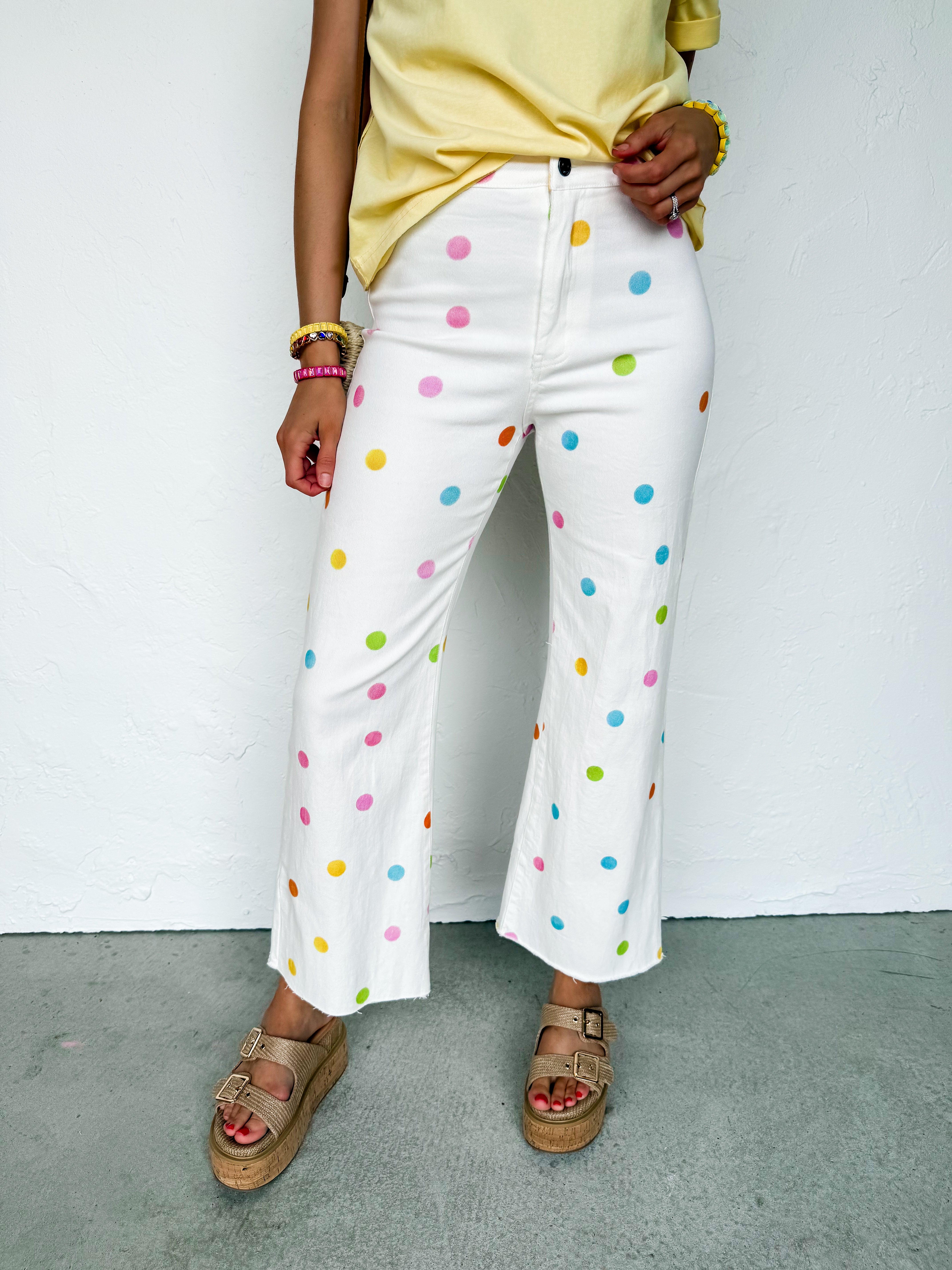 Lizzy Pastel Polka Dot Wide Leg Jean
