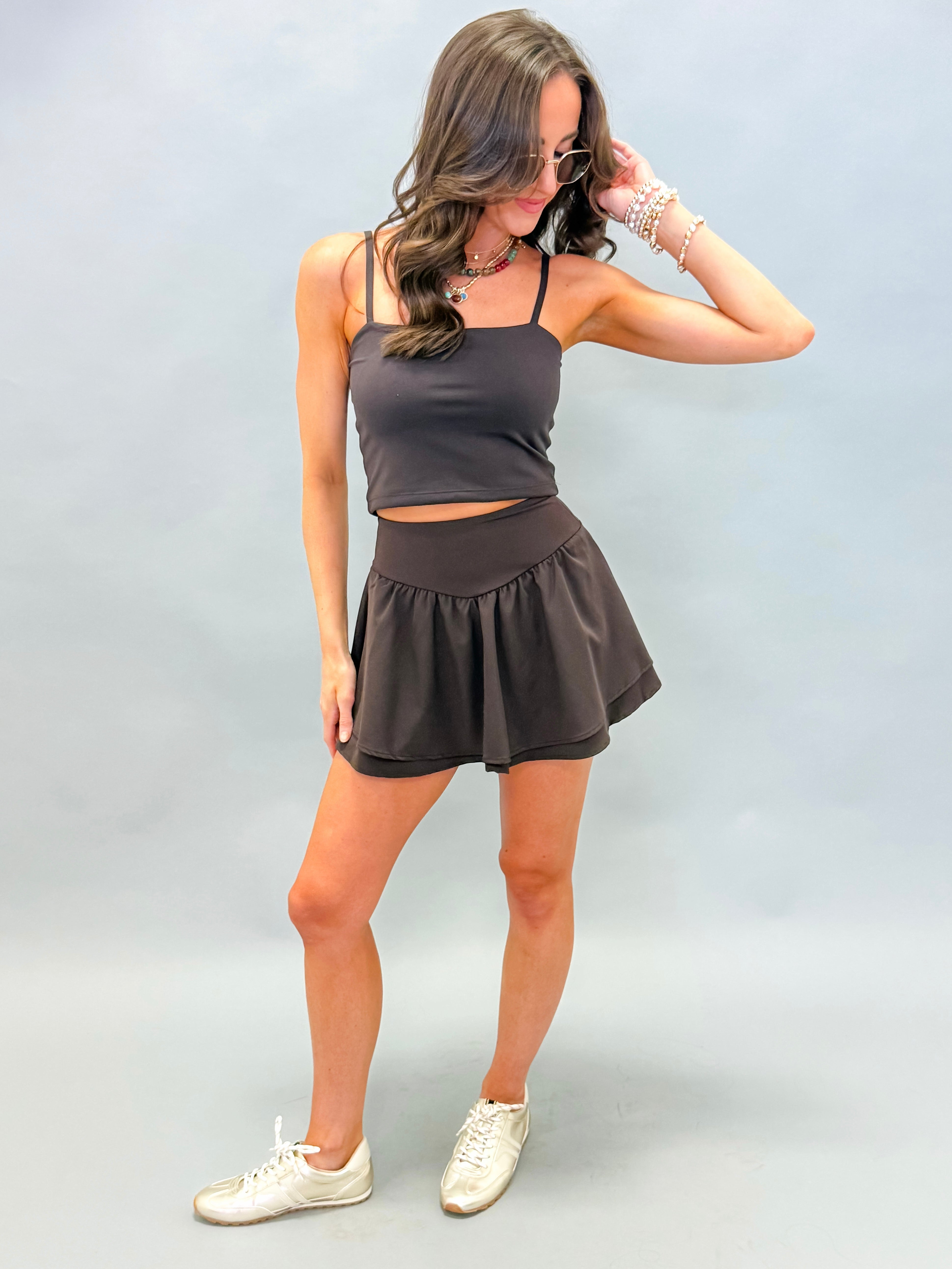 Mandy Breeze Flutter Skort-Coffee
