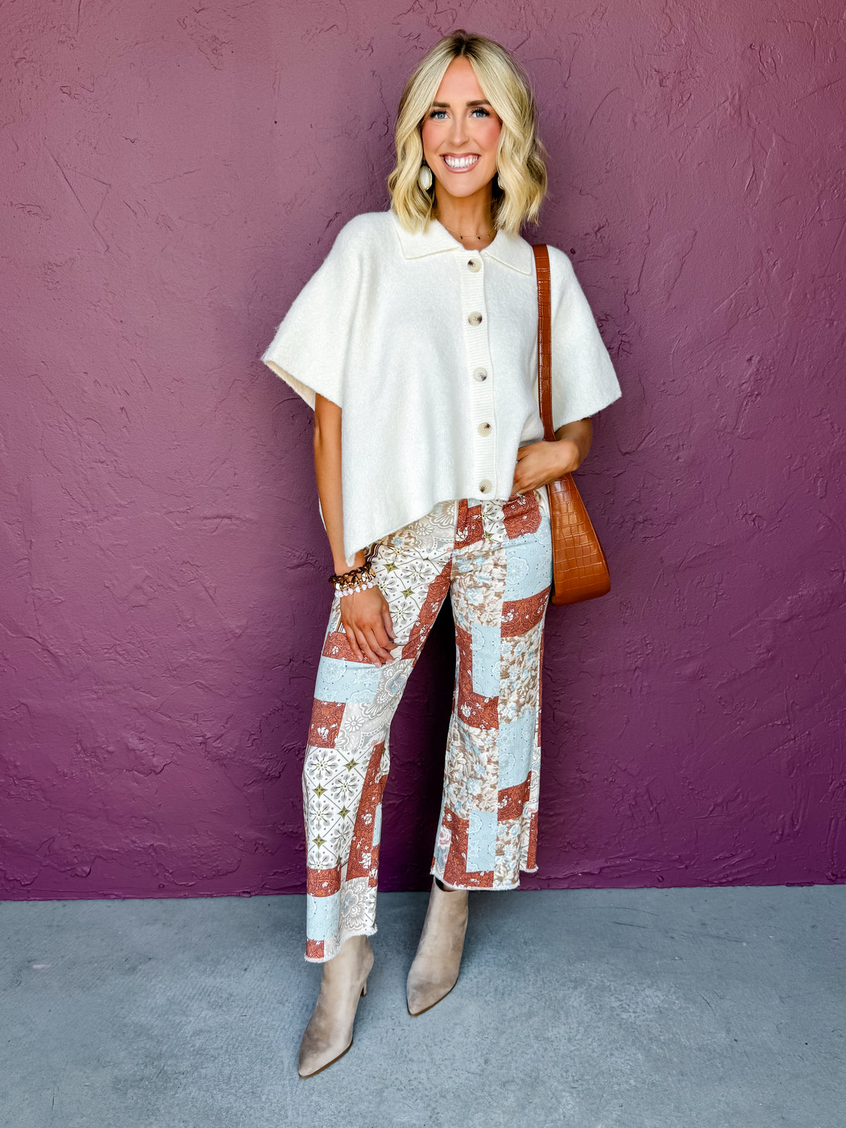 Marie Patchwork Wide-Leg Pants