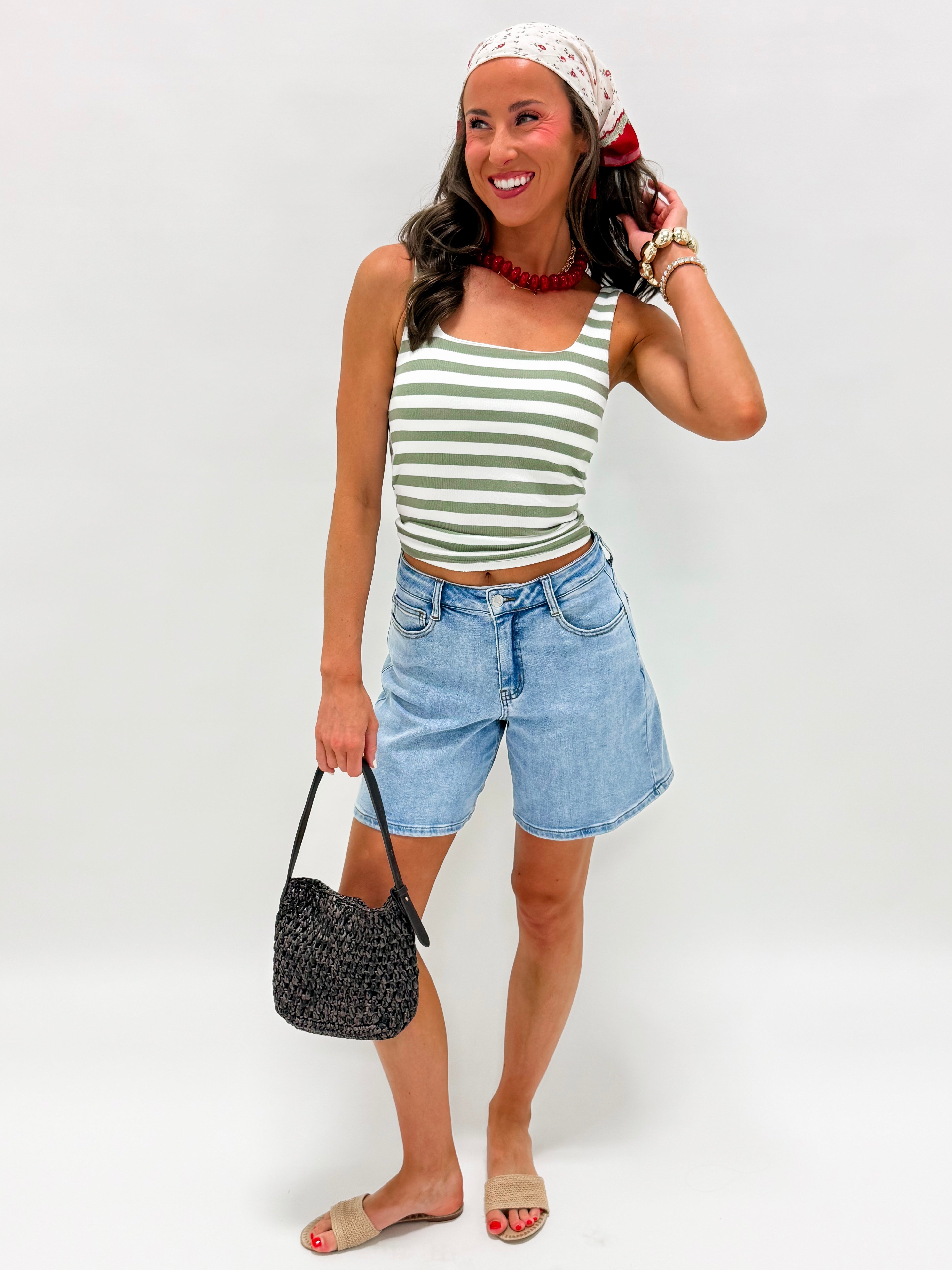 Marissa Scoop Neck Tank Top-Green