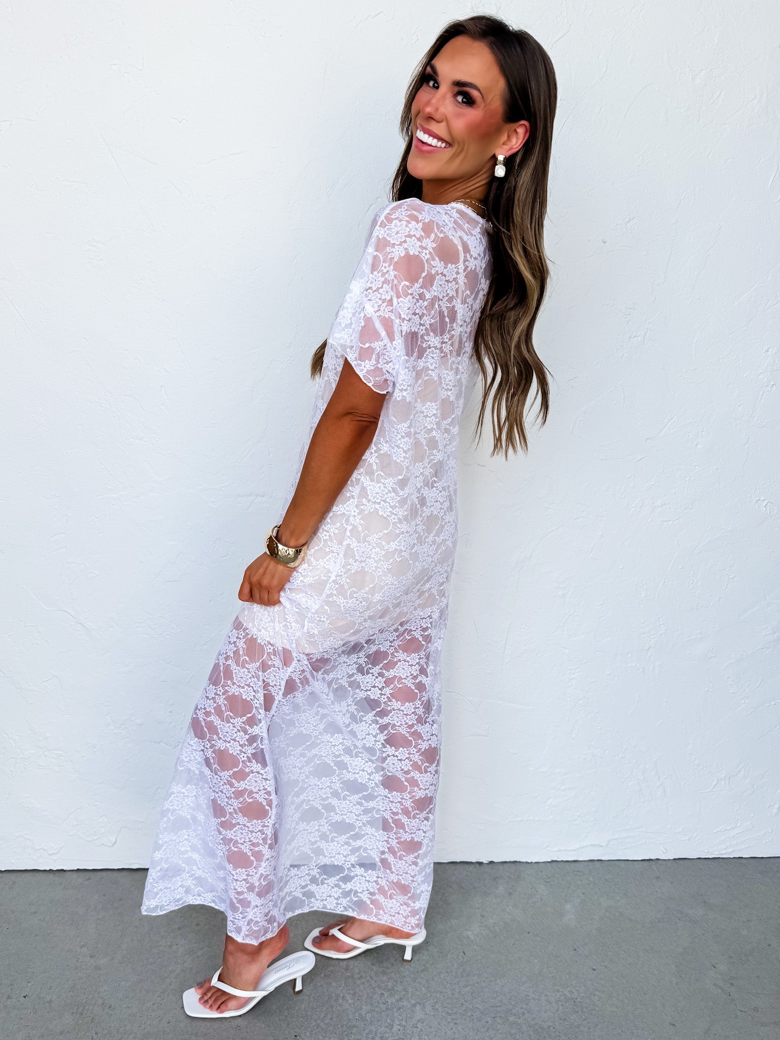 Marlow White Lace Maxi Dress - Made in the USA